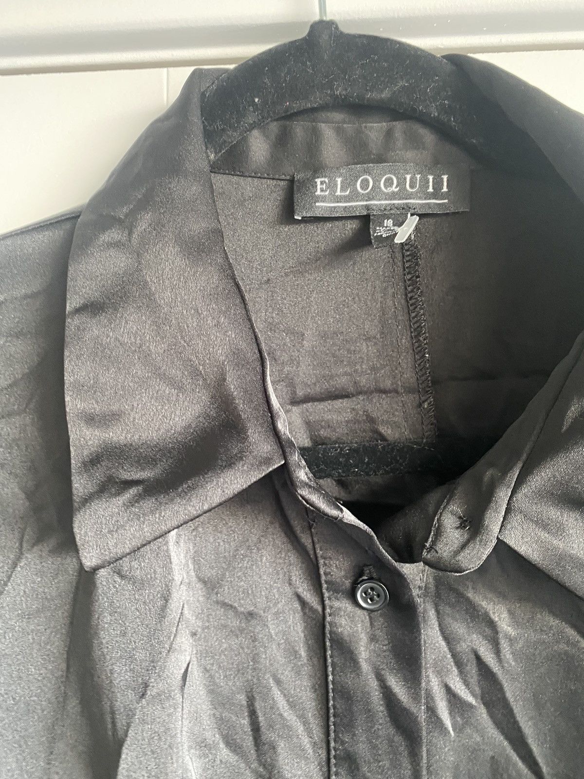 Other Eloquii Dress Women Black Satin Tie Waist Shirtdress Size 14 Size XXL / US 16-18 / IT 52-54 - 5 Thumbnail