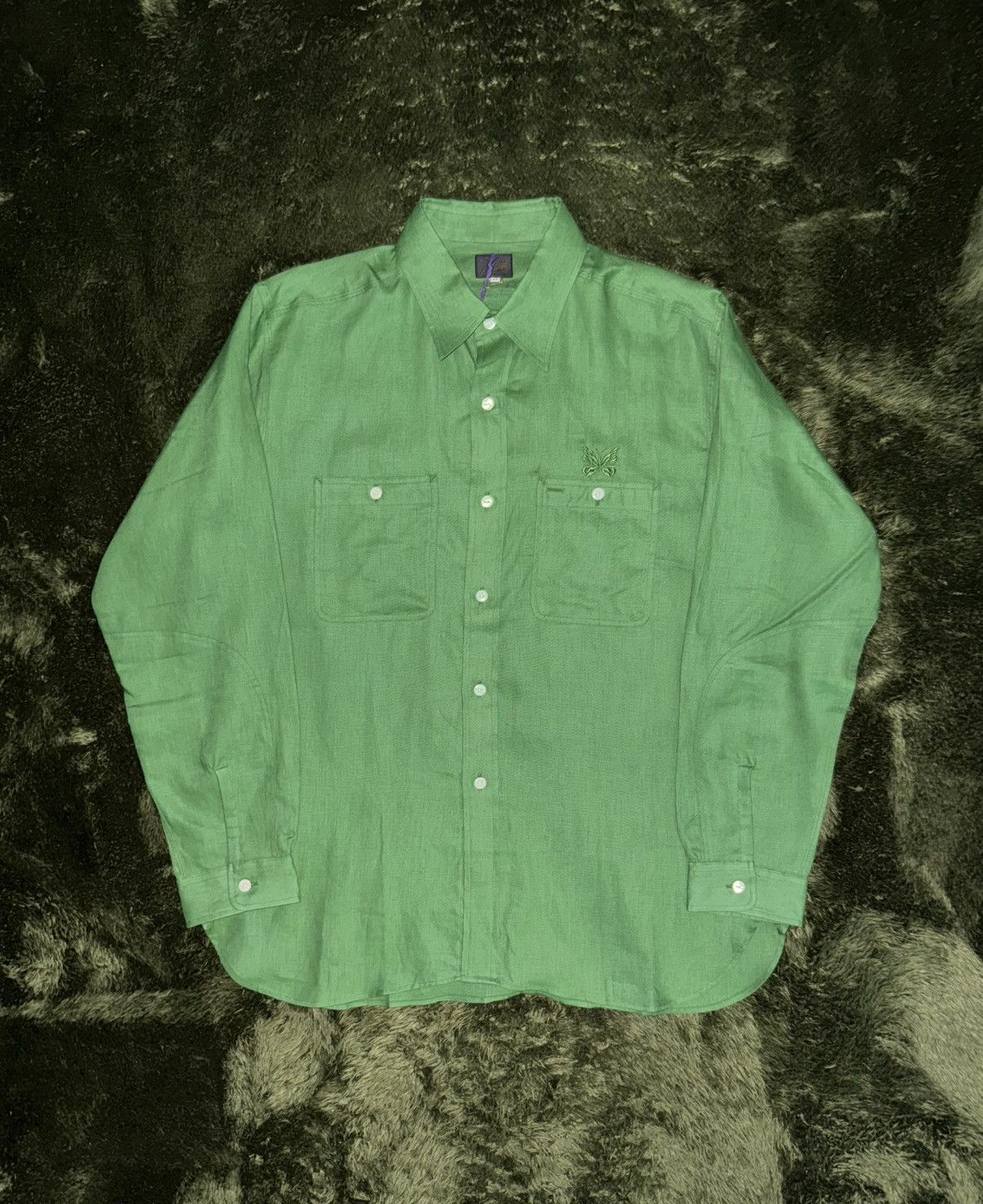 Needles [XL] NEEDLES JAPAN linen cotton blended work shirts green Size US XL / EU 56 / 4 - 1 Thumbnail