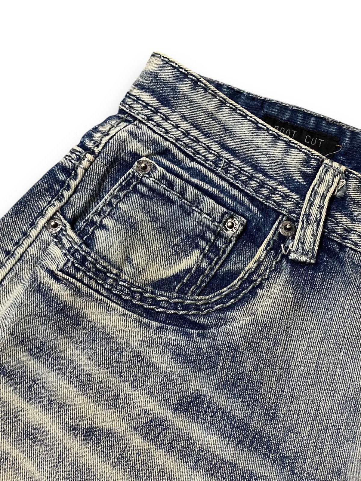 If Six Was Nine FLARE Black Skeleton Stone Wash Studded Cross Bootcut Denim Size US 34 / EU 50 - 6 Thumbnail