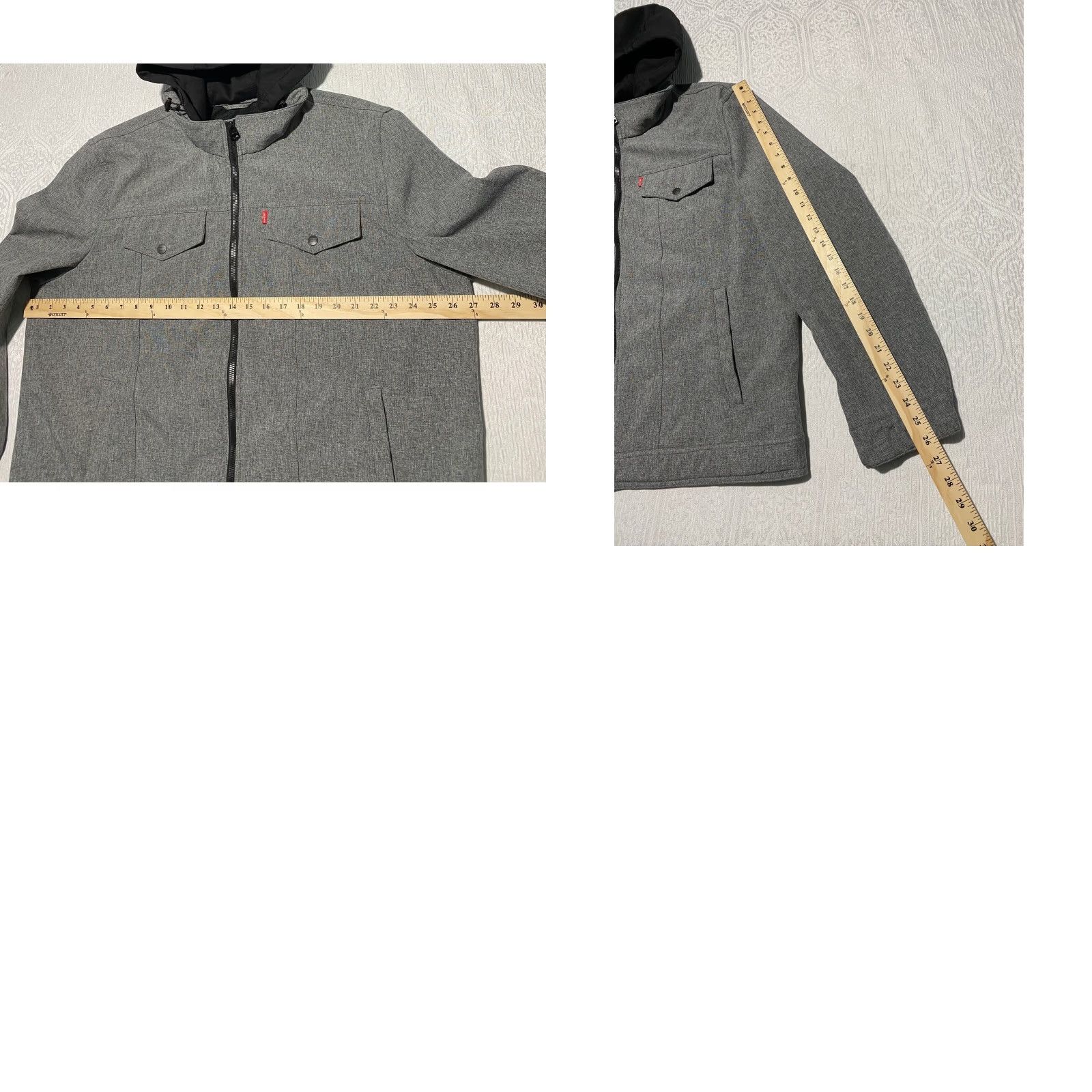 Levi's Levi's Men's Softshell Hooded Jacket Full Zip 2XL Gray Windbreaker Casual Logo Zipper Button Size US XXL / EU 58 / 5 - 8 Thumbnail
