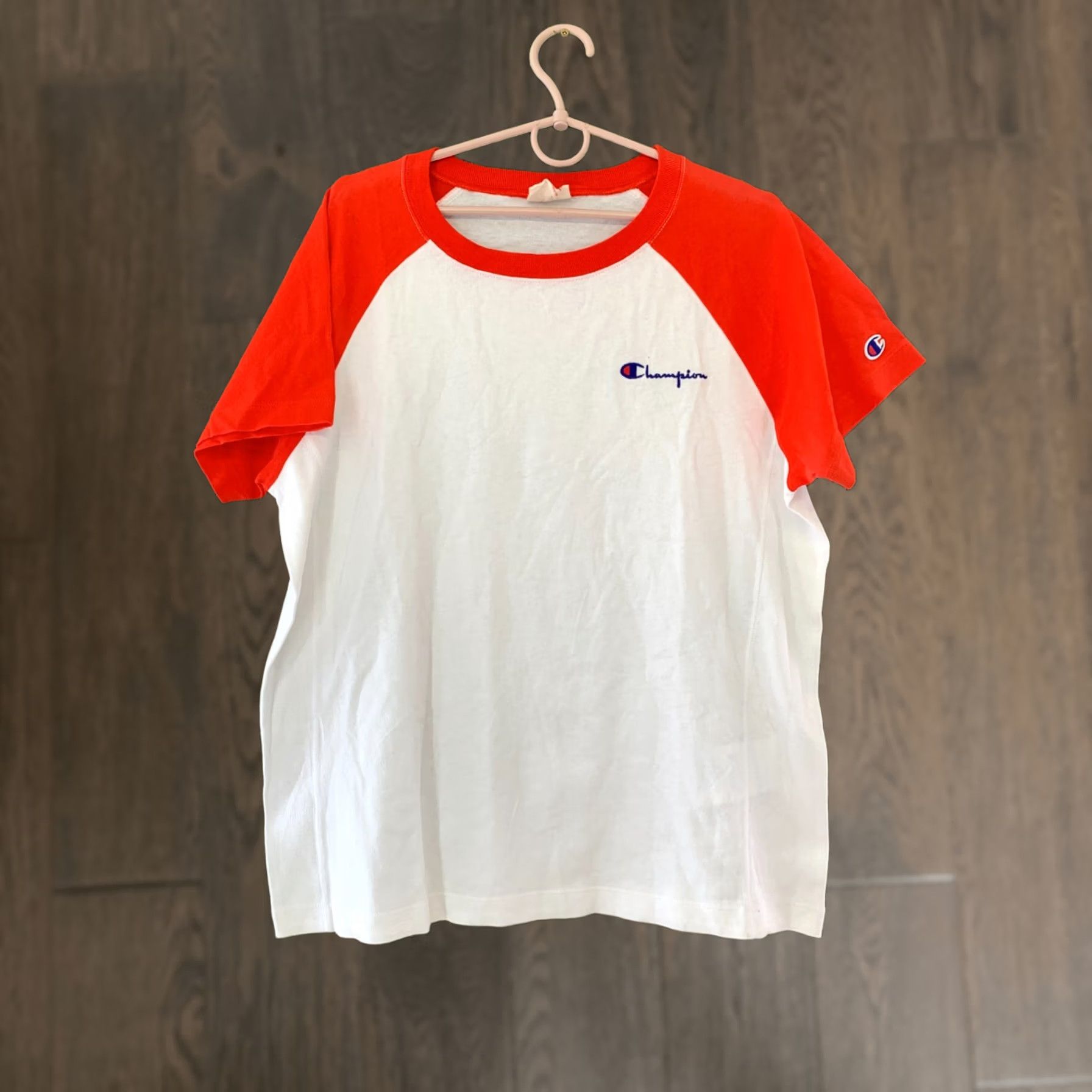 Champion Champion Women's Jersey T-Shirt - Casual Shirt - Size L - White/Red - 100% Cotton - Classic Fit Size L / US 10 / IT 46 - 1 Thumbnail