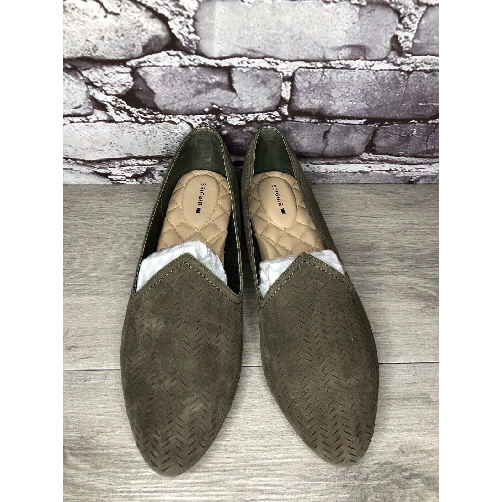 Sun Buddies Birdies Olive Green Suede Leather Comfort Loafer Flats Women Size US 10 / IT 40 - 2 Thumbnail