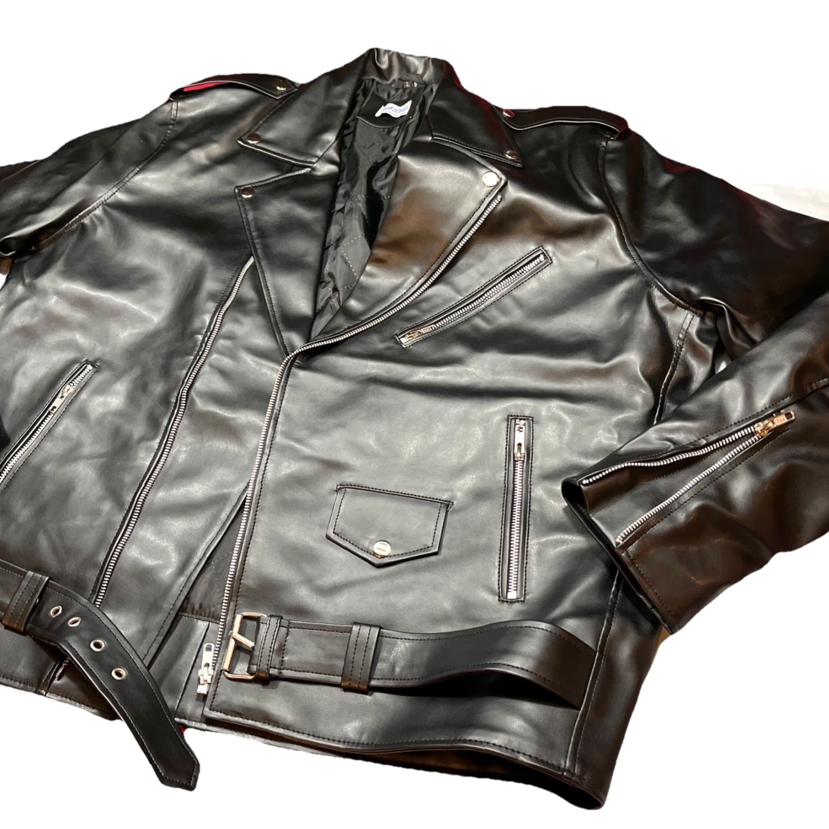 Vintage VINTAGE Motorcycle Jacket Mens 2XL Black Faux Leather Moto Biker Zip Pockets FADCLOSET Size US XXL / EU 58 / 5 - 2 Thumbnail
