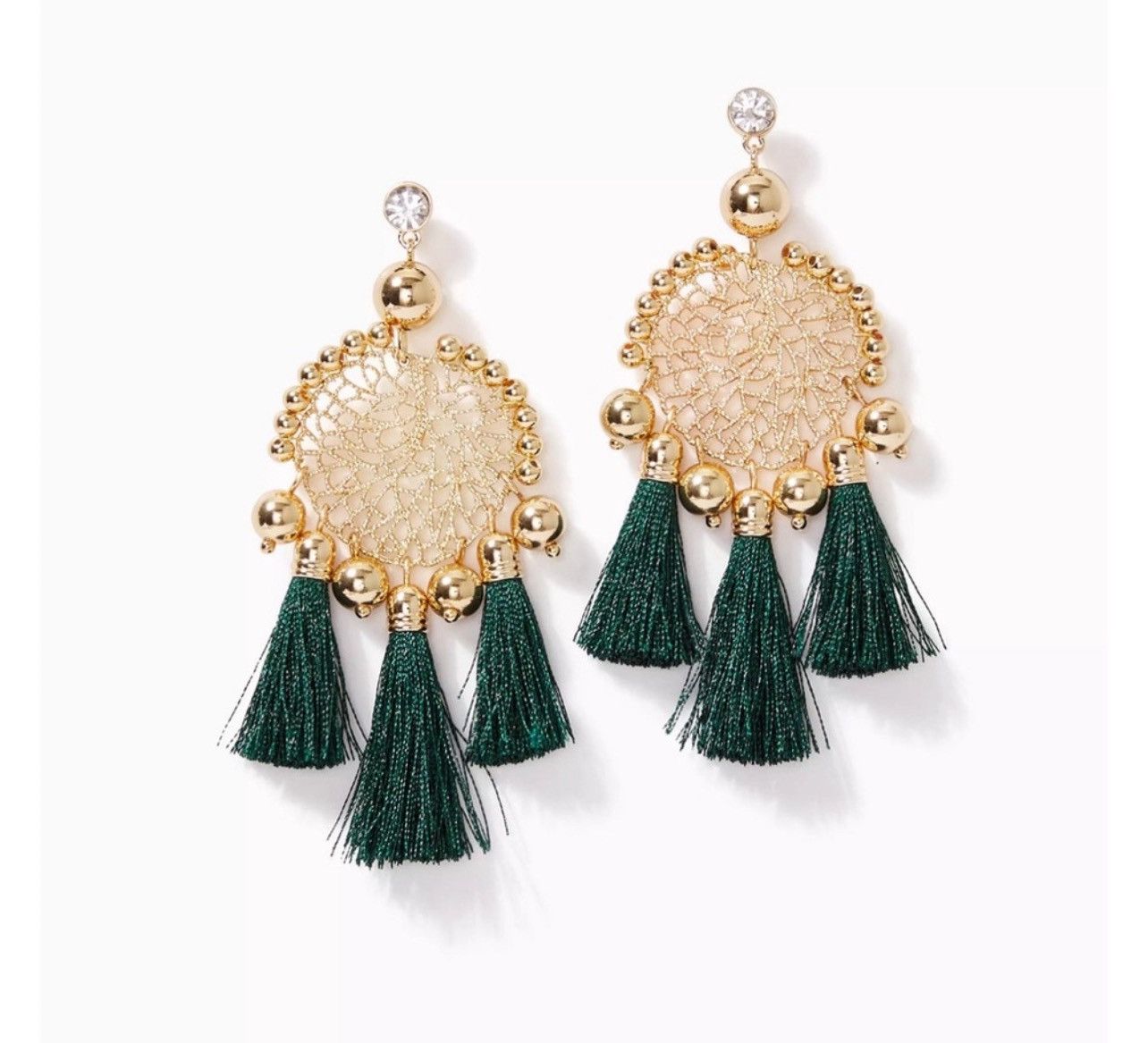Lilly Pulitzer Lilly Pulitzer Sea Dreamer Statement Tassel Earrings Green Size ONE SIZE - 3 Thumbnail