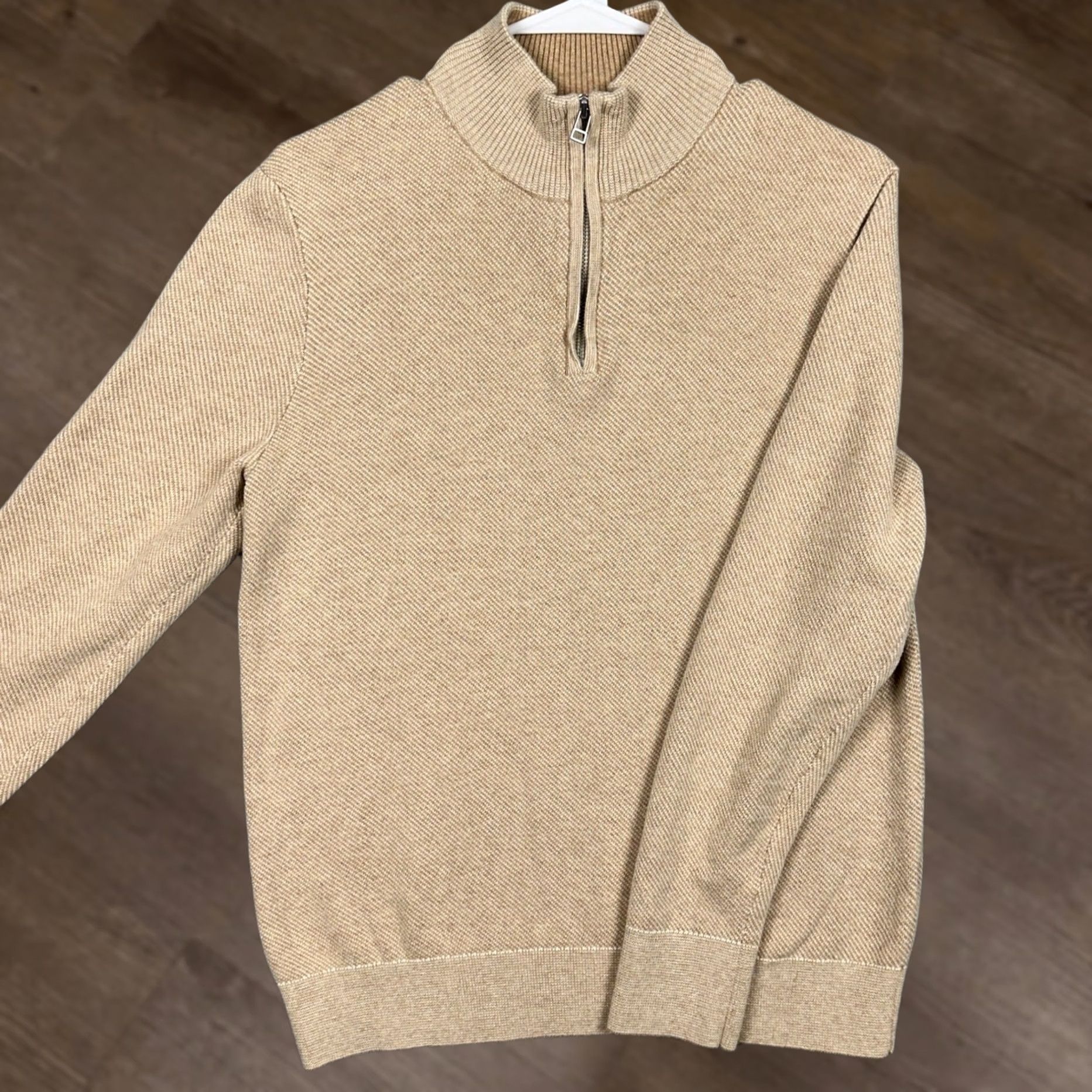 Bonobos Bonobos Sweater Mens S Tan Quarter Zip Pullover Mock Neck Knit Long Sleeve Classic Casual EUC Size US S / EU 44-46 / 1 - 1 Thumbnail