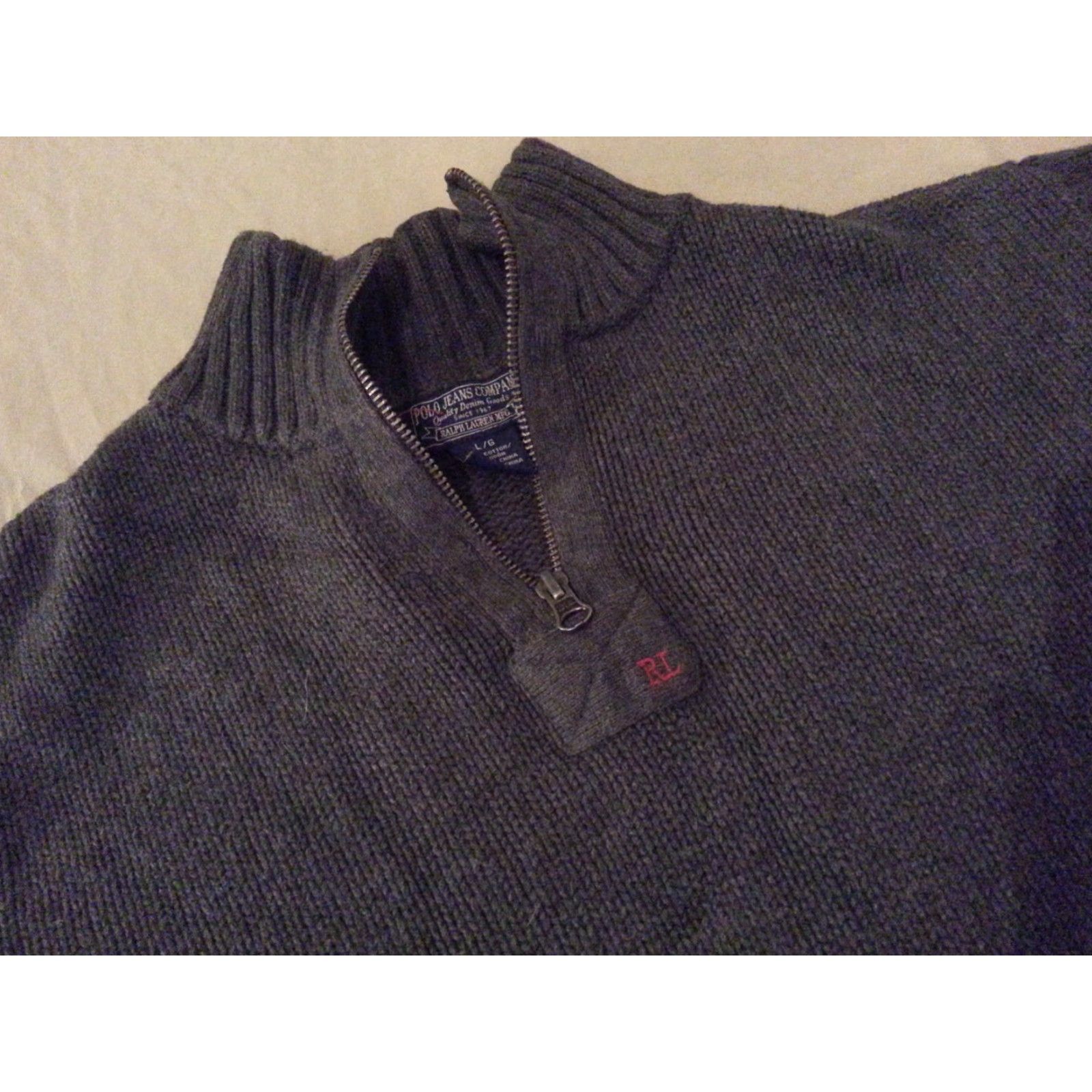 Polo Ralph Lauren Polo Ralph Lauren Mens Sweater Half Zip Polo L Gray Cotton Shirt? Size US L / EU 52-54 / 3 - 3 Thumbnail