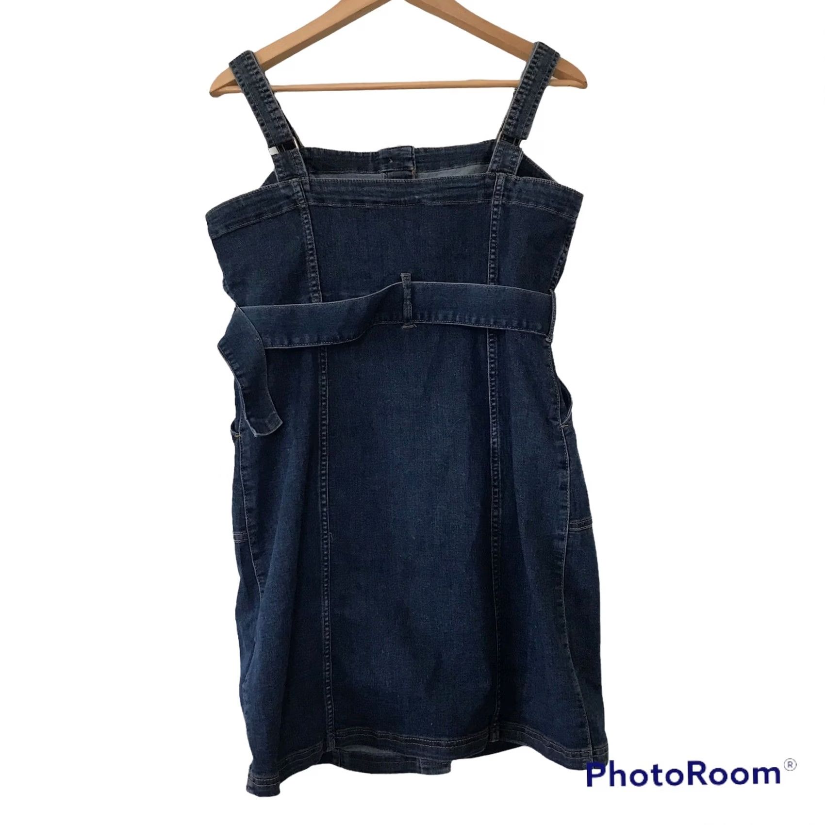 H&M VINTAGE (not applicable) H&M Dress Womens L Denim Blue Pockets Belted Button Up Knee Length Shirt? Size 36" / US 14 / IT 50 - 5 Thumbnail