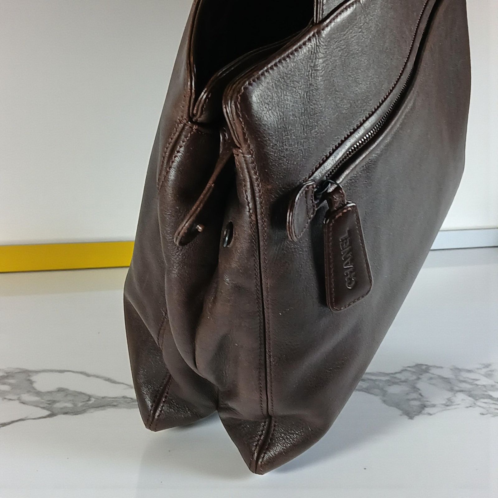 Chanel CHANEL Brown Coco Mark Lambskin Leather Tote Business Bag Size ONE SIZE - 5 Thumbnail