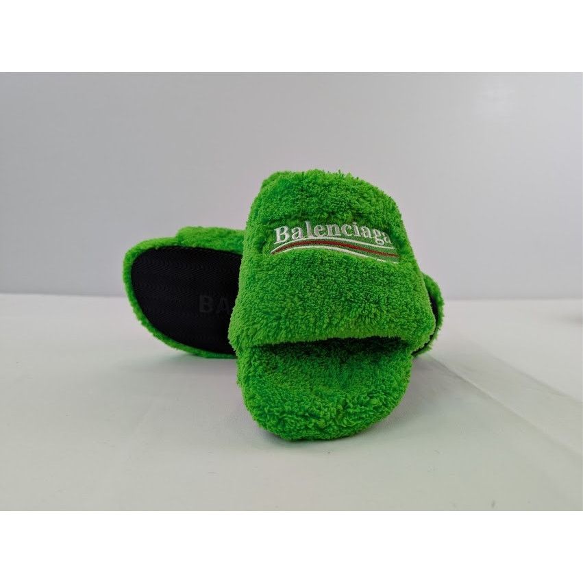 Balenciaga o1rshd1 Furry Political Campaign Slide Sandal in Apple Green Size US 9 / EU 42 - 15 Thumbnail