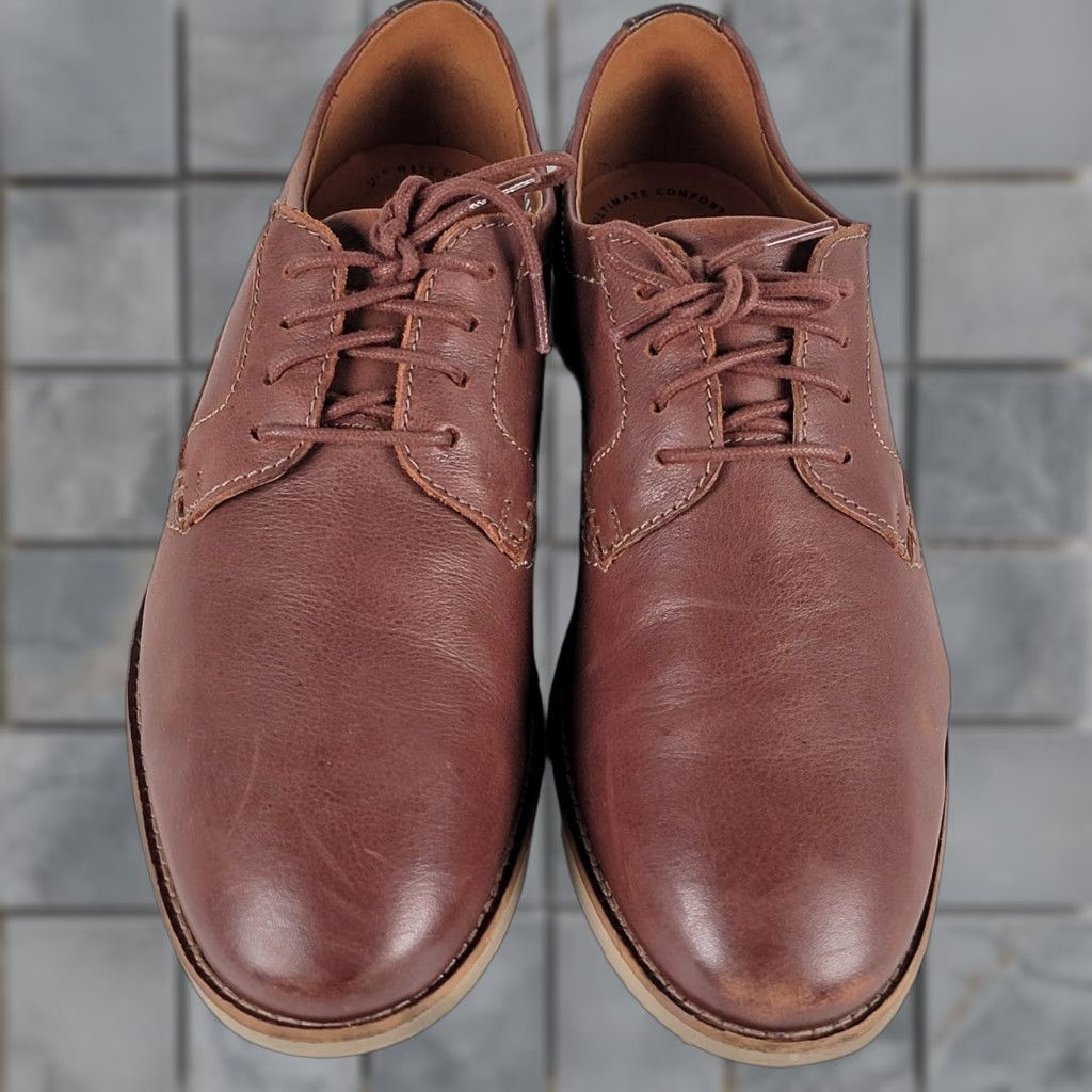 Clarks Clarks Oxford Men's Raharto Plain Brown Leather Size 10.5 M Shoes Casual Workwear Travel Size US 10 / EU 43 - 1 Thumbnail