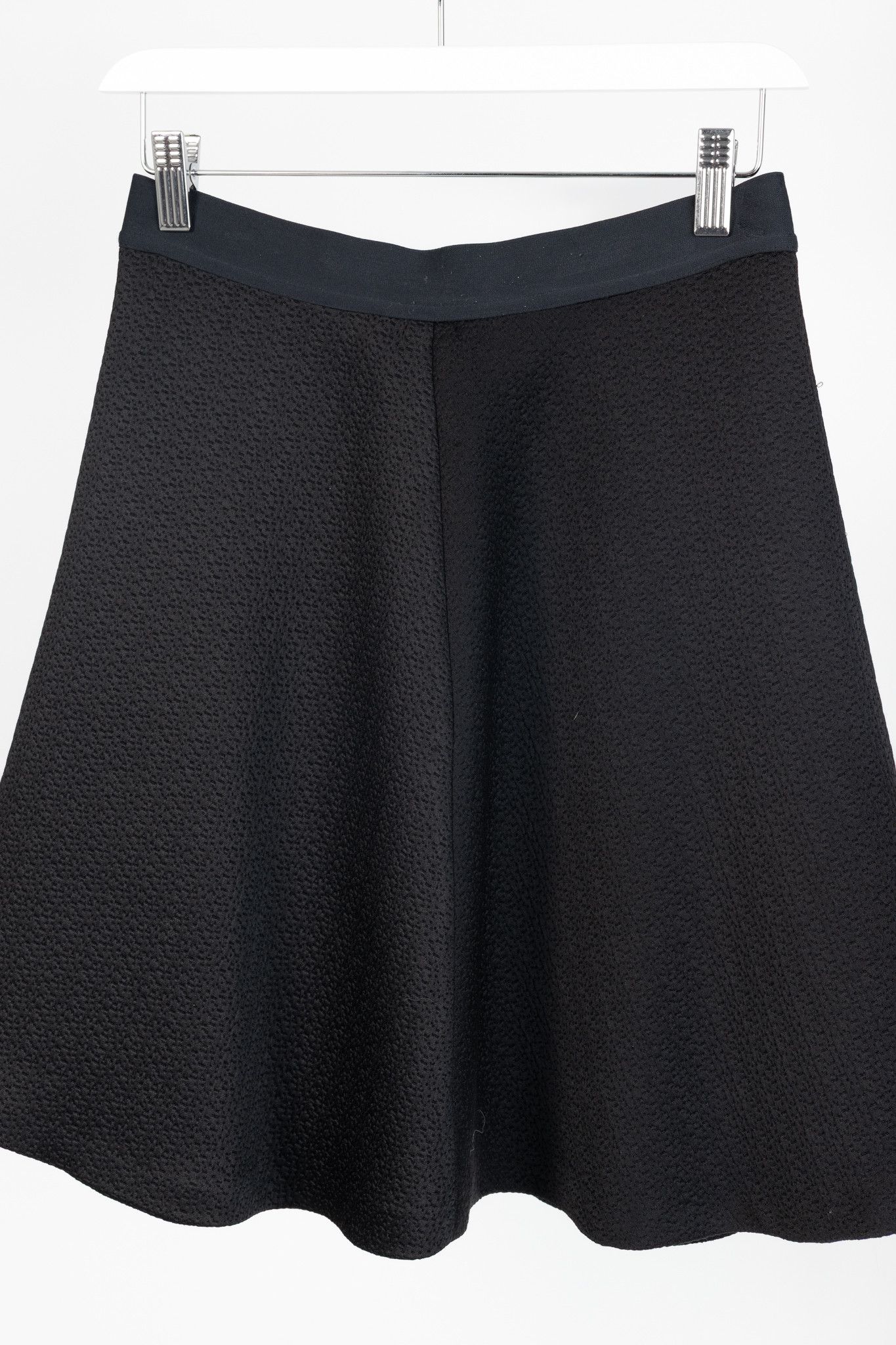 Sandro Sandro Black Textured-Satin A-Line Mini Skirt Size 25" / US 0 / IT 36 - 3 Thumbnail