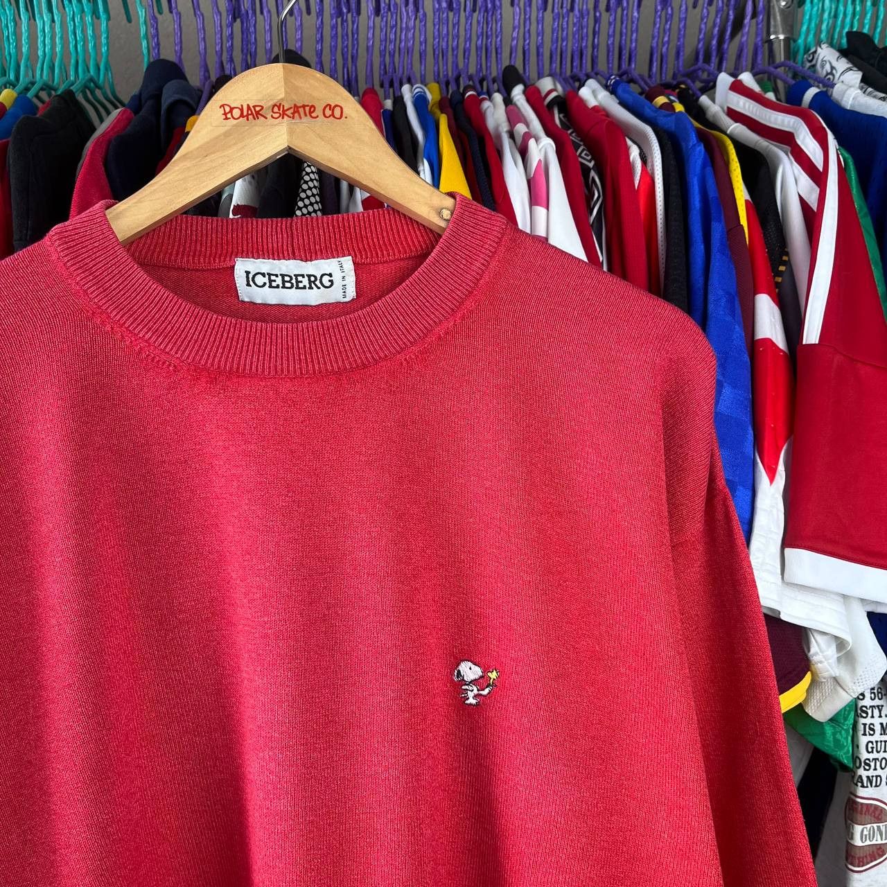 Iceberg Vintage 90s ICEBERG Peanuts Snoopy Red Sweater Jumper Size US L / EU 52-54 / 3 - 1 Thumbnail