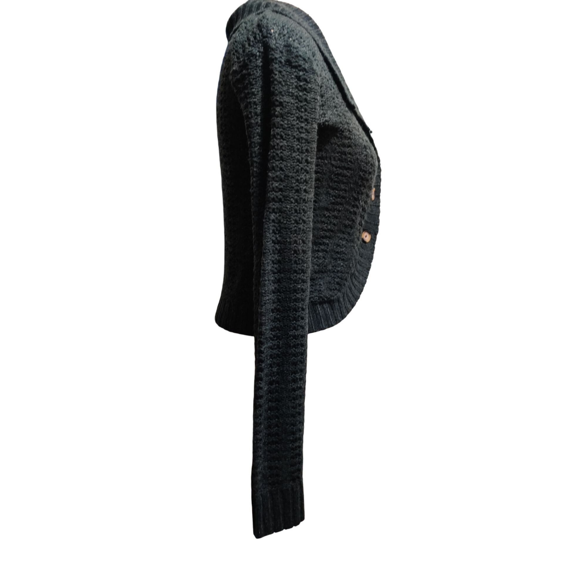 Other 2B Loved M Grey Textured Knit Cropped Collared Button Up Sw Size M / US 6-8 / IT 42-44 - 4 Thumbnail