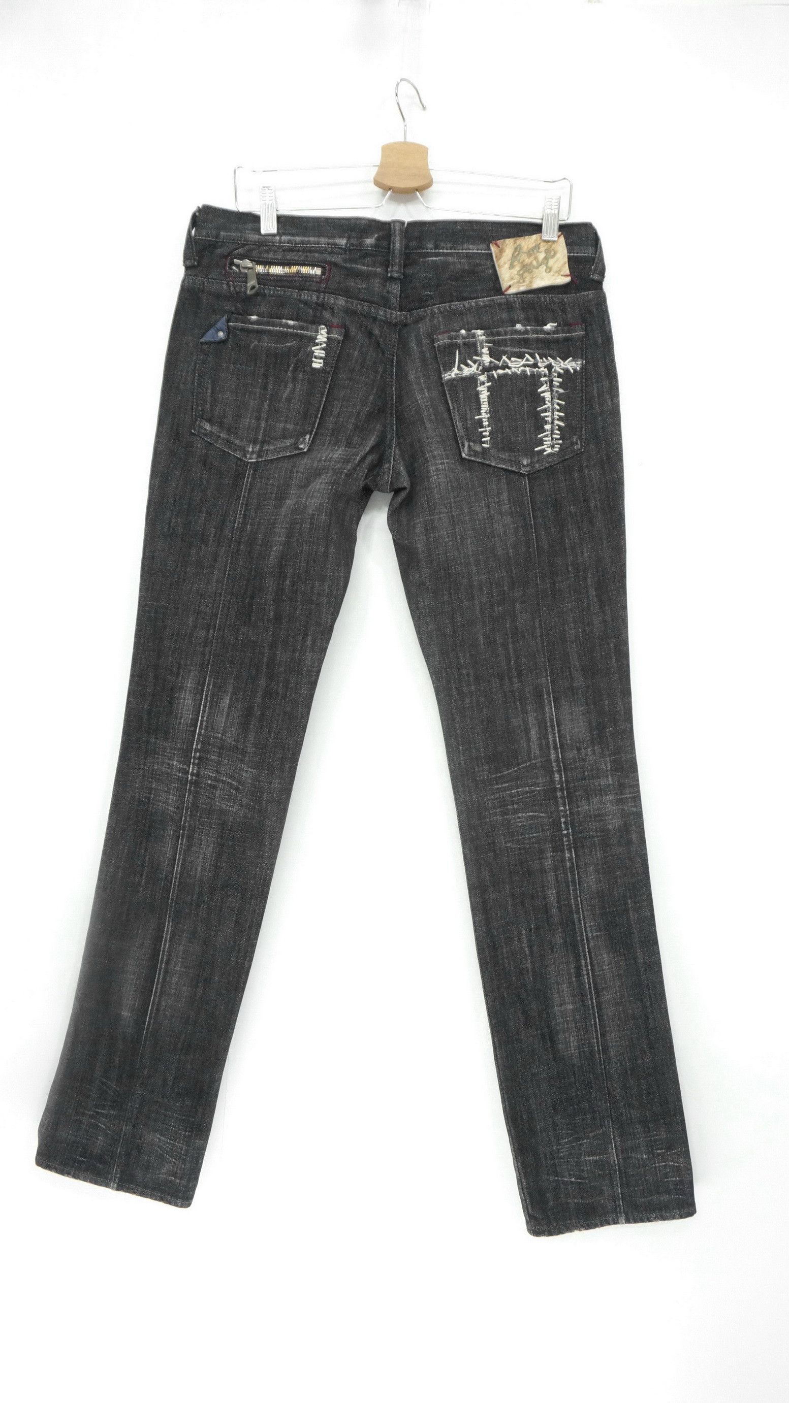 Japanese Brand ANTGAUGE Patchwork Sashiko Lowrise Black Jeans Size US 33 - 1 Thumbnail