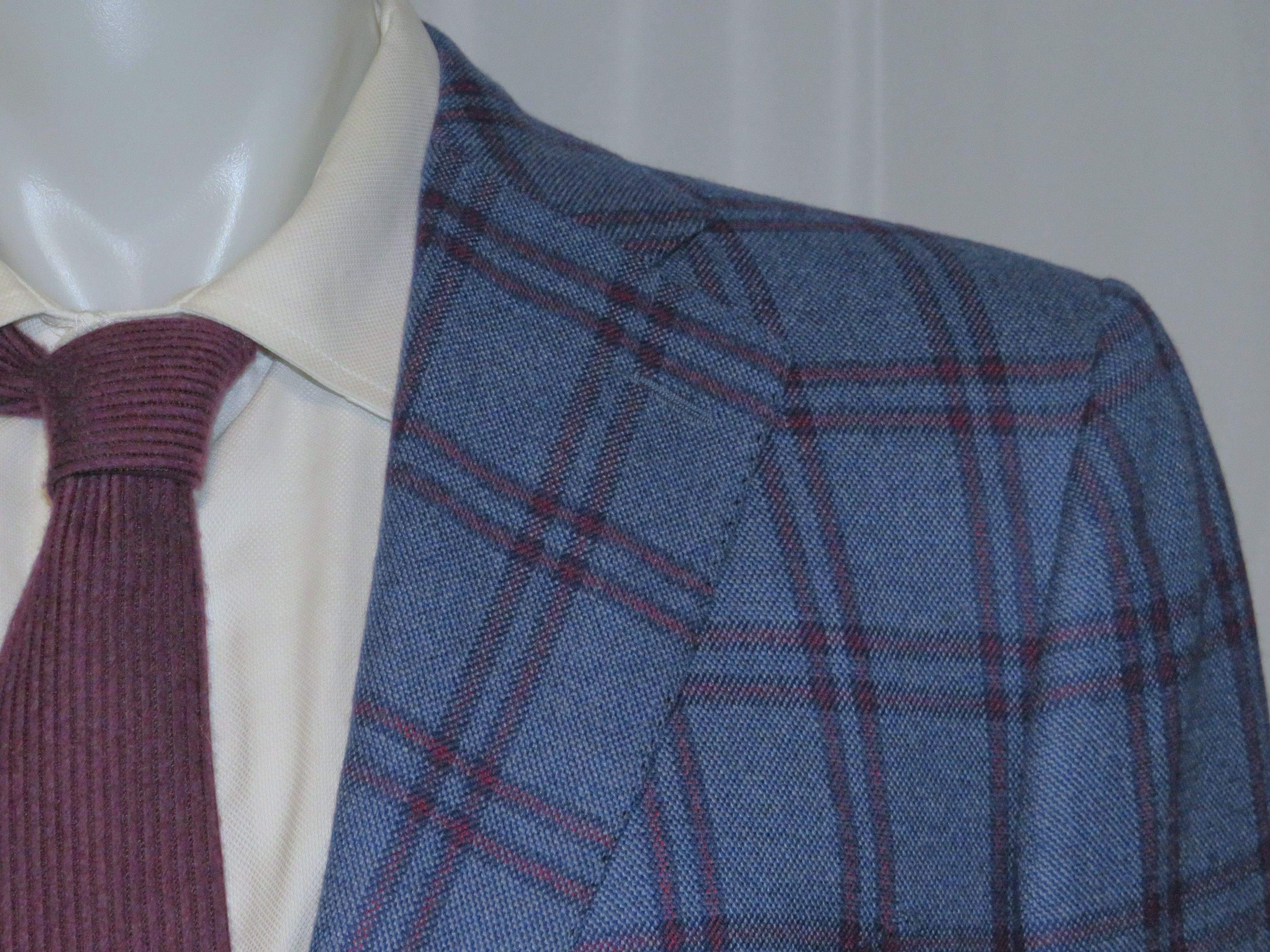 Cesare Attolini × Tincati Blue Plaid 100% Cashmere Sport Coat 42R Size 42R - 5 Thumbnail