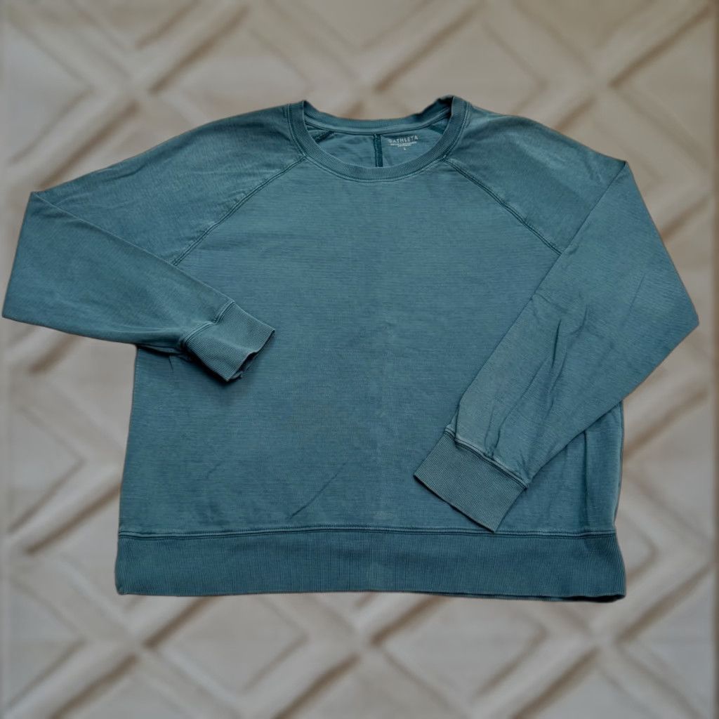 Athleta Athleta Mindset Slub Cotton Pullover Sweatshirt Womens Large Blue Raglan Sleeve Shirt Clothing Womens Large Blue Raglan Sweatshirt Size L / US 10 / IT 46 - 1 Thumbnail
