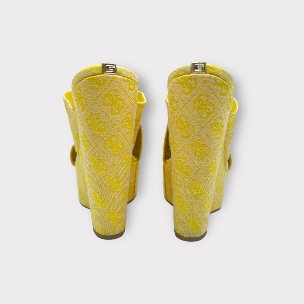 Guess Guess Teisha Womens 8 Platform Wedge Logo Wrap Sandal Yellow Size US 8 / IT 38 - 8 Thumbnail