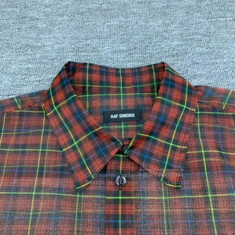 Raf Simons Raf Simons Red bubble gauze plaid shirt with short sleeves Size US S / EU 44-46 / 1 - 6 Thumbnail
