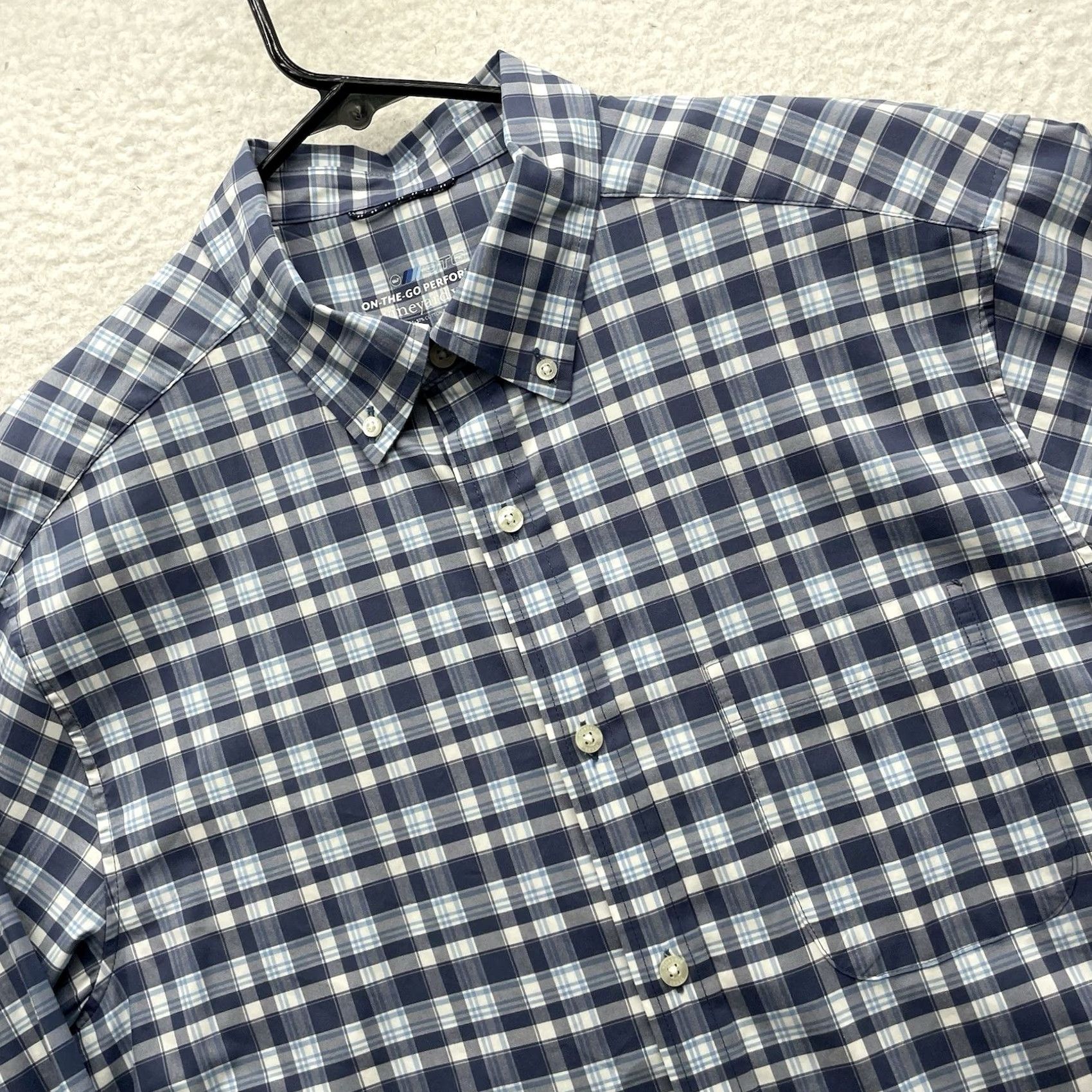 Vineyard Vines Vineyard Vines OTG Shirt Mens Large Blue White Tattersall Plaid Performance Brr Size US L / EU 52-54 / 3 - 2 Thumbnail