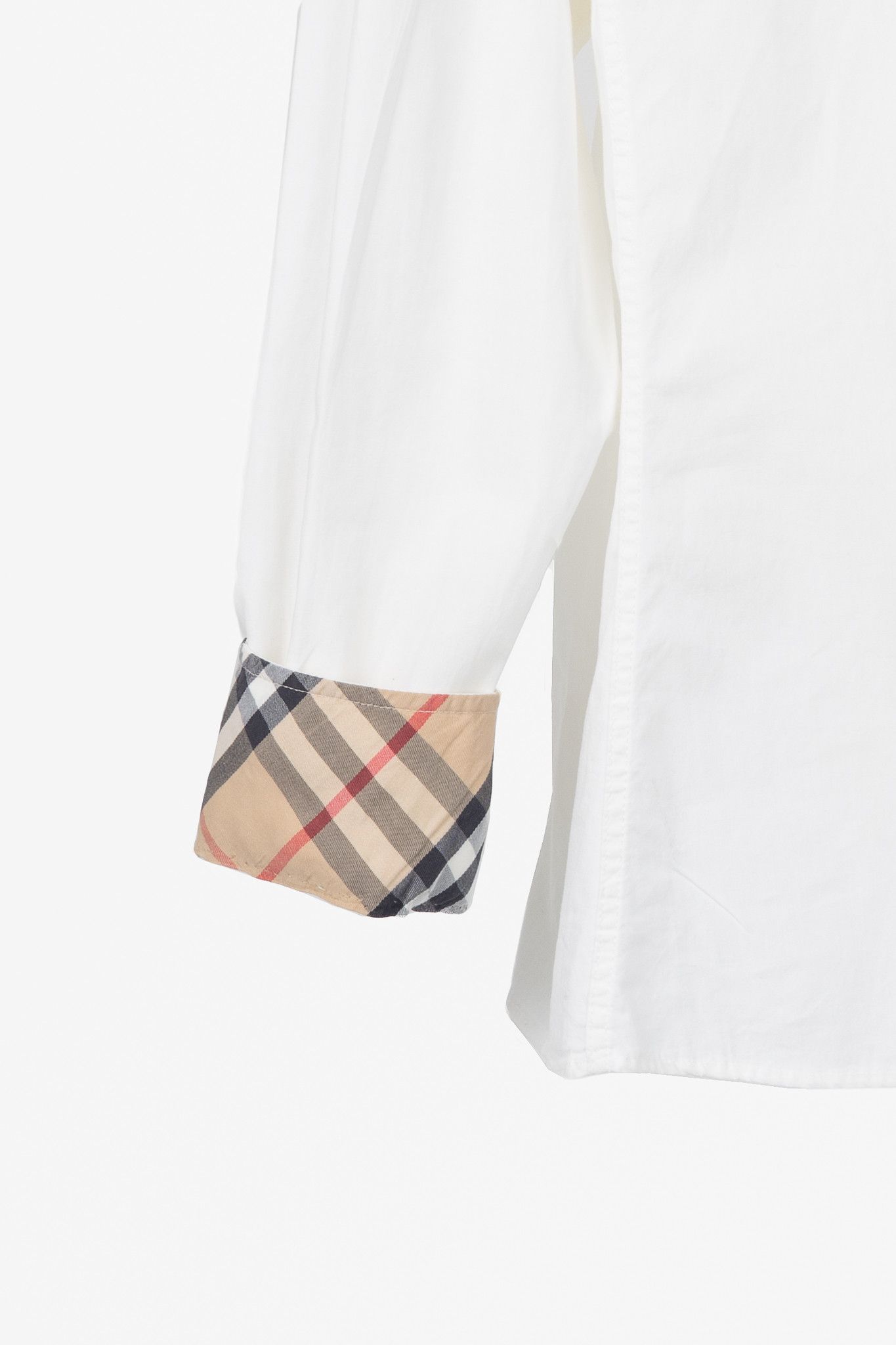 Burberry Burberry White Cotton-Poplin Check-Cuff Buttoned Shirt Size M / US 6-8 / IT 42-44 - 6 Thumbnail