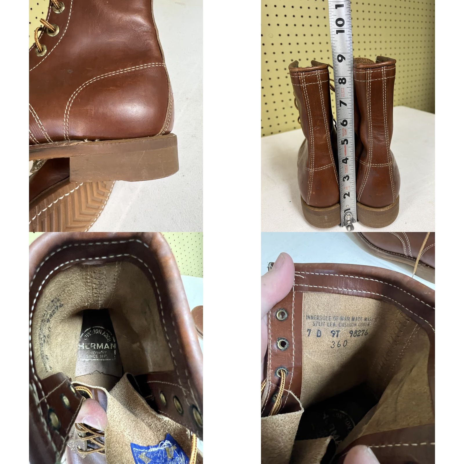 Vintage VINTAGE Herman Survivor Boots Work Leather 7 D Brown Leather Mid-Calf USA Goodyear Mens Boots Size US 7 / EU 40 - 8 Thumbnail