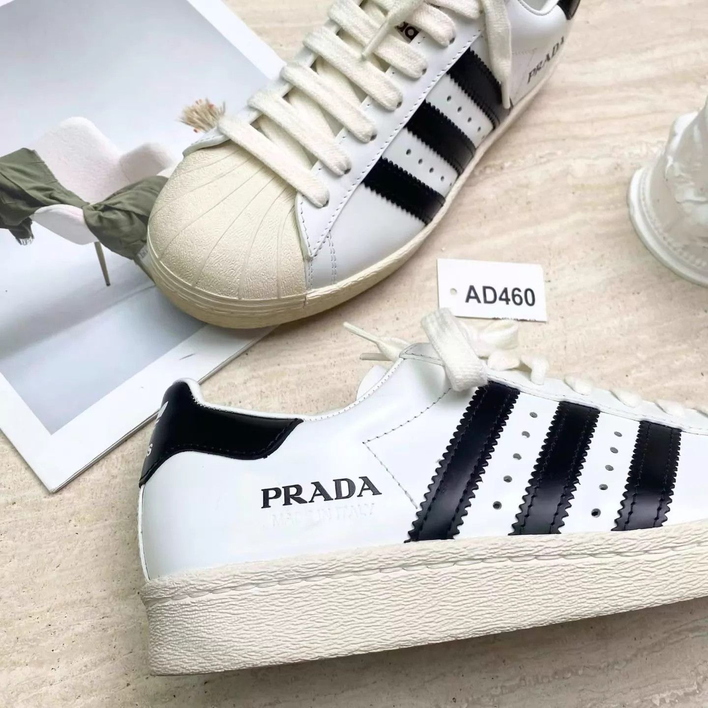 Adidas PRADA x adidas originals SUPERSTAR Black/White 37.5 Size US 7 / IT 37 - 4 Thumbnail