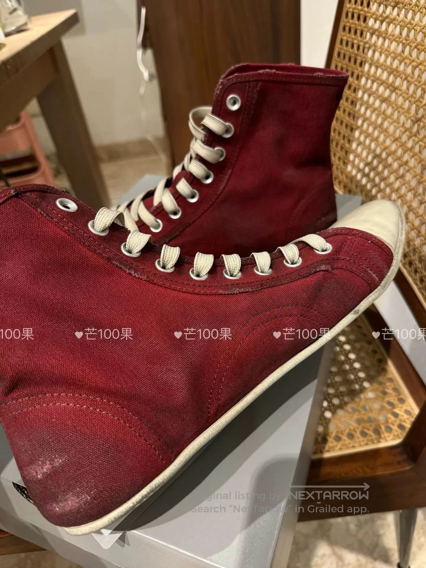 Balenciaga Balenciaga Vintage Distressed Burgundy Canvas Shoes. Size US 10 / EU 43 - 7 Thumbnail