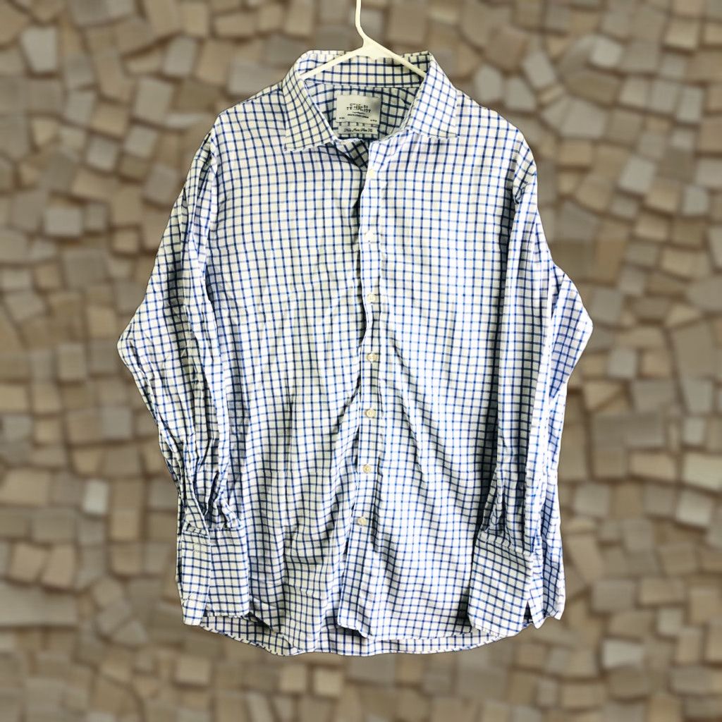 Charles Tyrwhitt Charles T Mens Shirt Button-Up Classic Blue Striped Long Sleeve 18 35 Button-Down Collared Shirt Men Regular Size US XXL / EU 58 / 5 - 1 Thumbnail