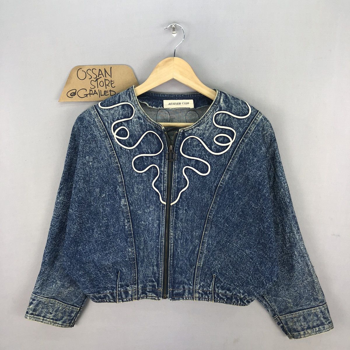 Japanese Brand Vintage Abiation Club Laces Baggy Denim Jacket Size S / US 4 / IT 40 - 1 Thumbnail