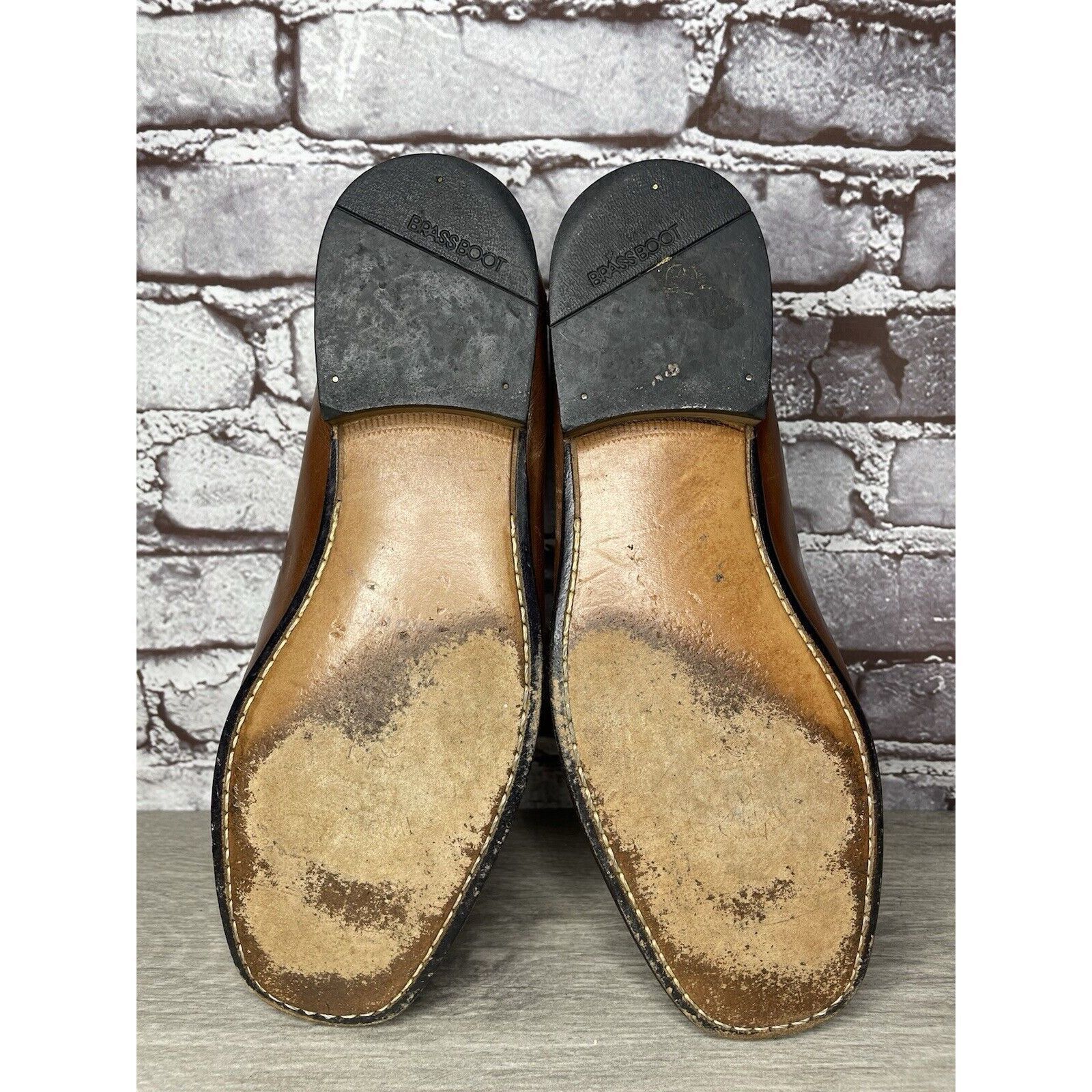 Other Brass Boot Brown Leather Basket Weave Loafers Dress Shoes Me Size US 10 / EU 43 - 15 Thumbnail