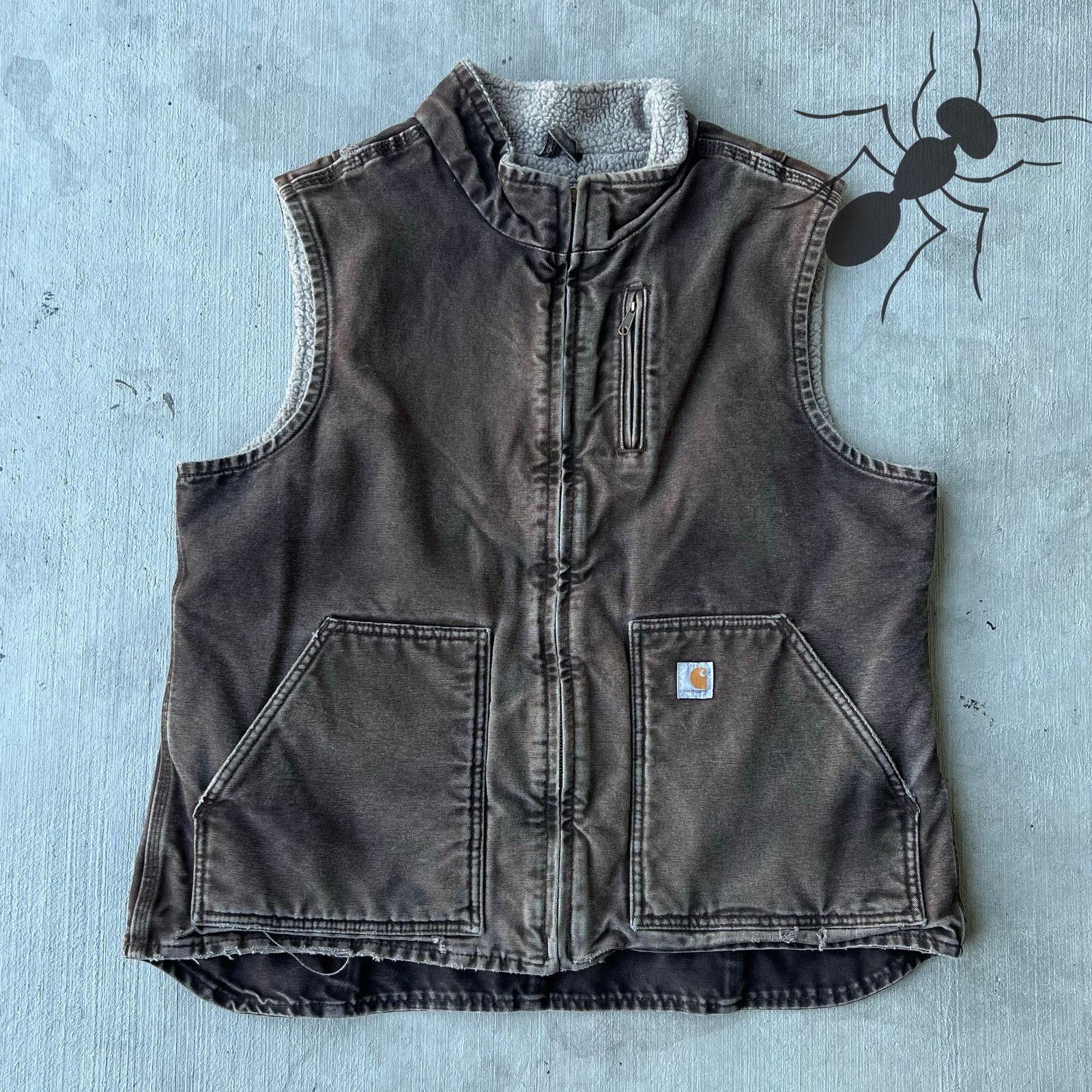 Carhartt × Vintage Carhartt WV001 DKB faded brown work wear vest Size US M / EU 48-50 / 2 - 1 Thumbnail