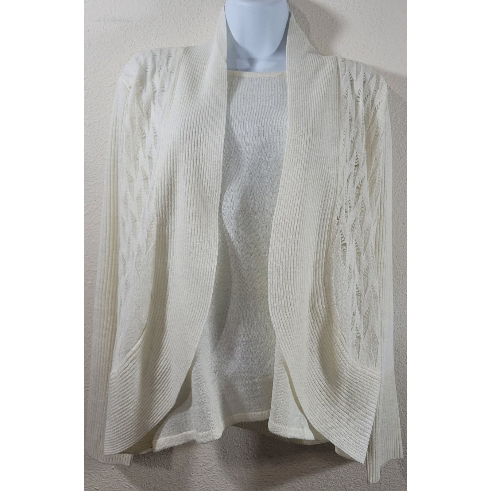 Other Sara Morgan Cream Weave Layer Cardigan Two-in-One Sweater M Size M / US 6-8 / IT 42-44 - 1 Thumbnail