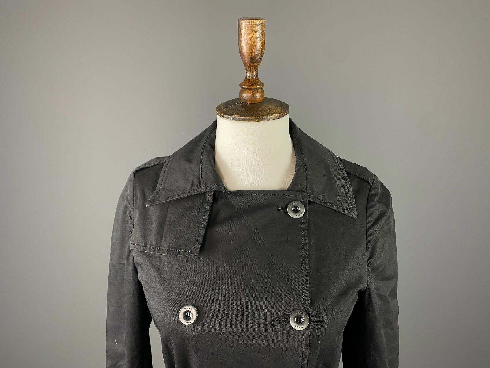 Pink Floyd Pinko Black Cotton Double Breasted Coat Size US 4 GB 8 IT 40 Size S / US 4 / IT 40 - 2 Thumbnail