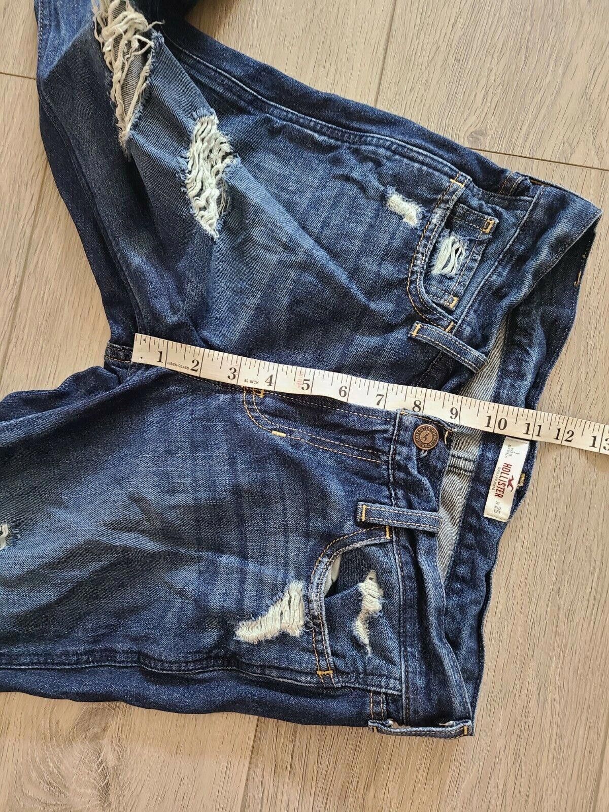 Designer Hollister Jeans Size 1 Distressed Dark Skinny Low Rise w 25 Size 25" / US 0 / IT 36 - 7 Thumbnail