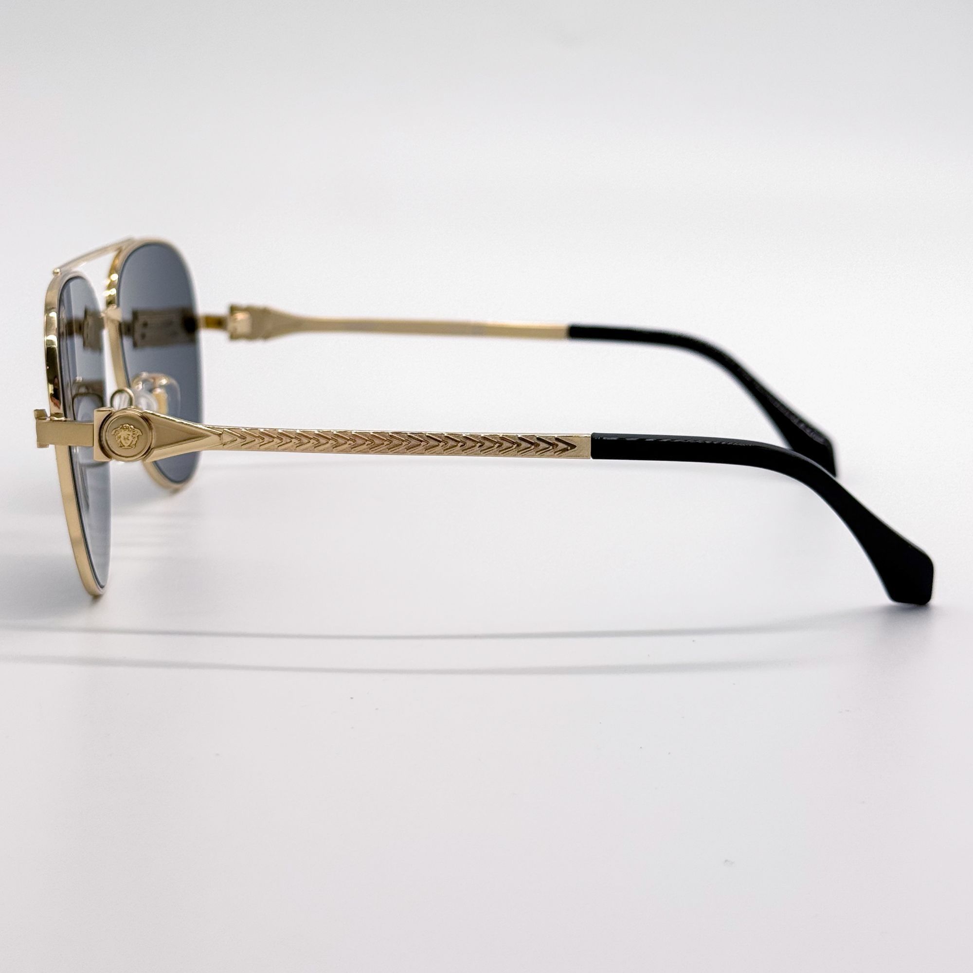 Versace NEW VE2283 1002/87 VERSACE GOLD GREY AVIATOR SUNGLASSES VERS Size ONE SIZE - 6 Thumbnail