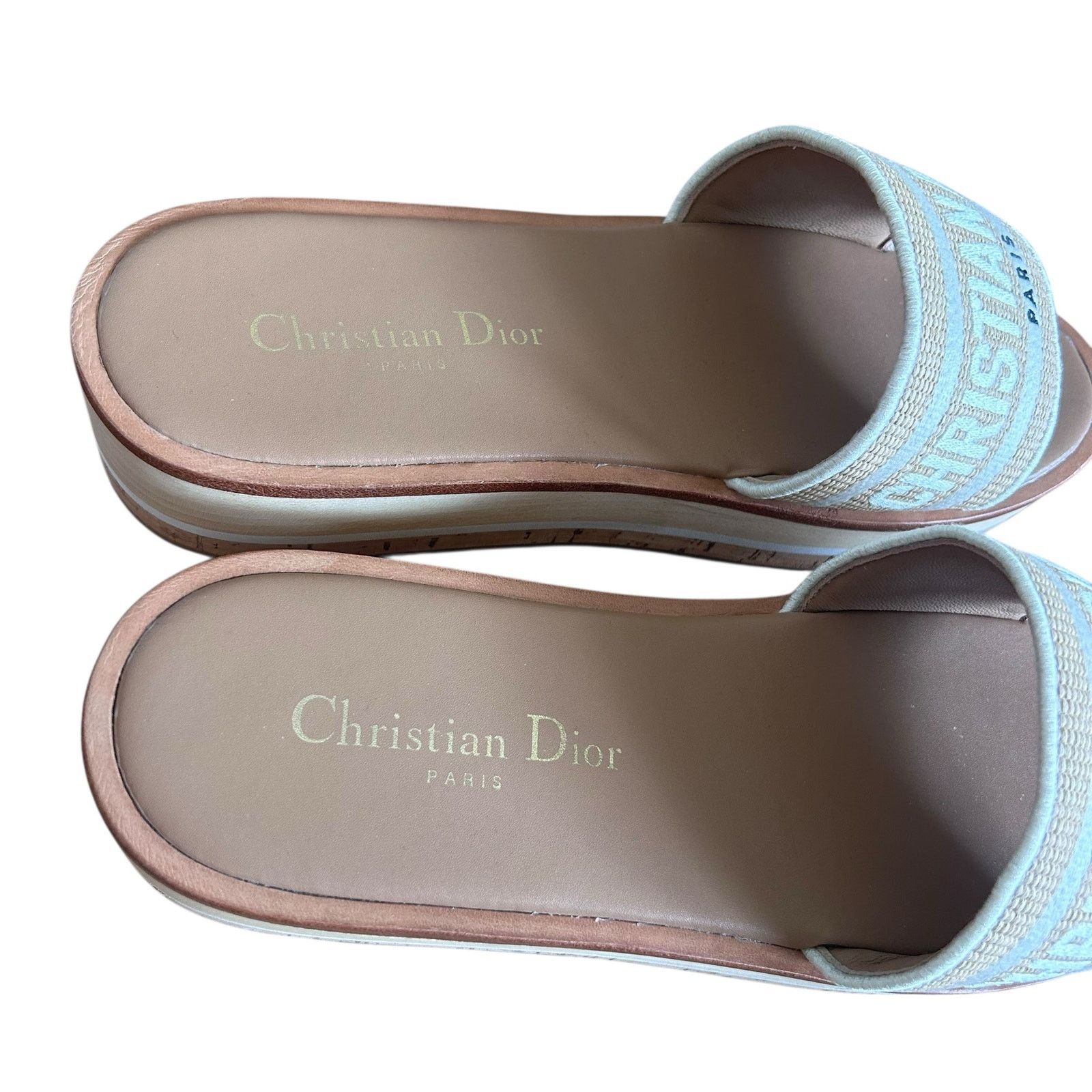 Dior Dior Dioriviera Dway Natural Beige Platform Slides Sz 39 Size US 8 / IT 38 - 3 Thumbnail