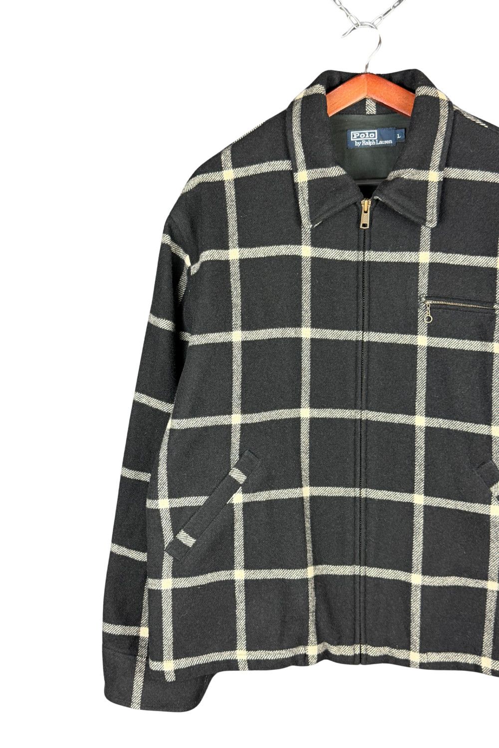 Polo Ralph Lauren aw98 Polo Ralph Lauren Wool Windowpane Zip Jacket - L Size US L / EU 52-54 / 3 - 4 Thumbnail