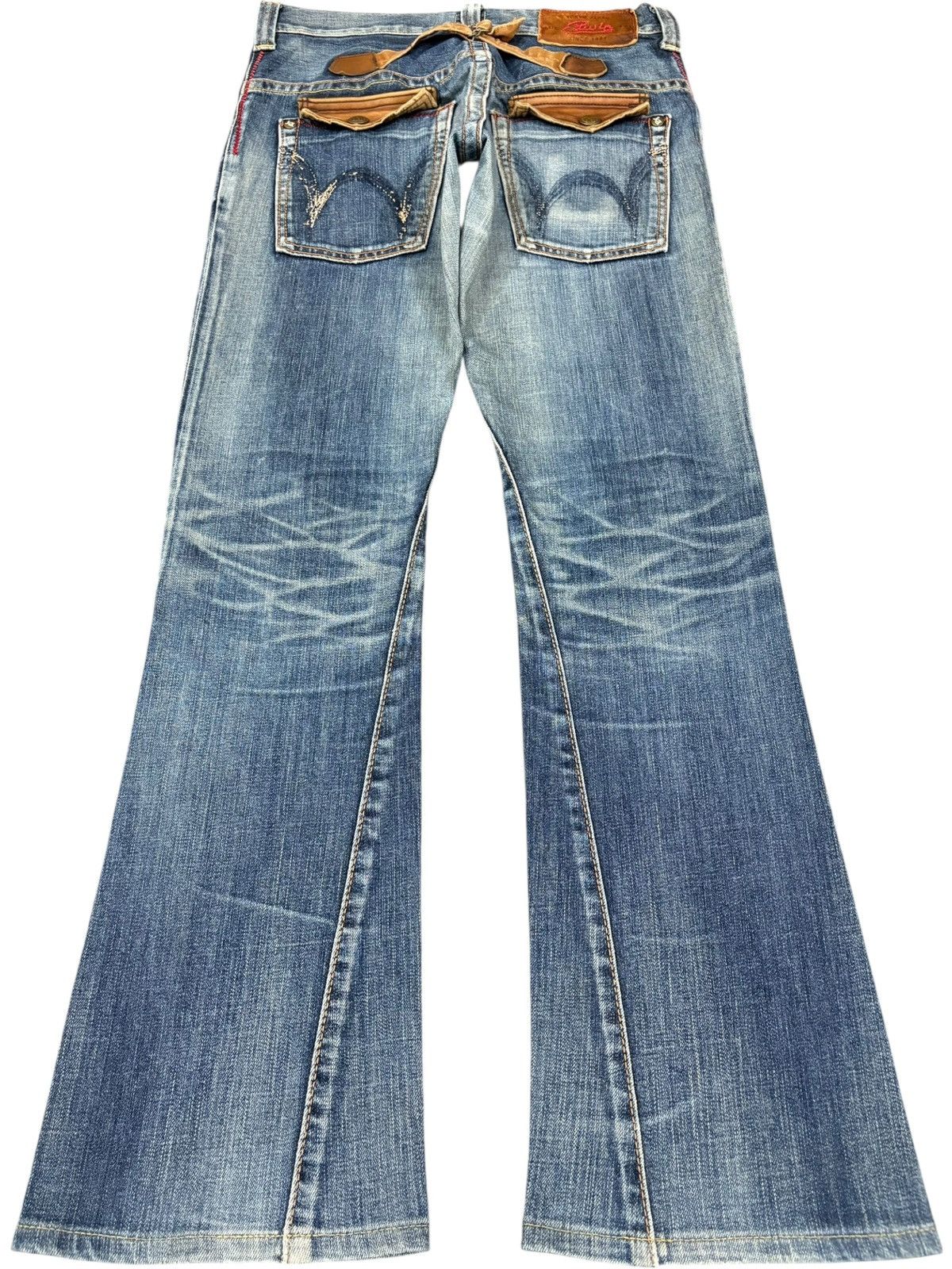 Edwin Vintage Edwin Blue Trip Buckle Back Spiral Flare Jeans Size US 30 / EU 46 - 2 Thumbnail