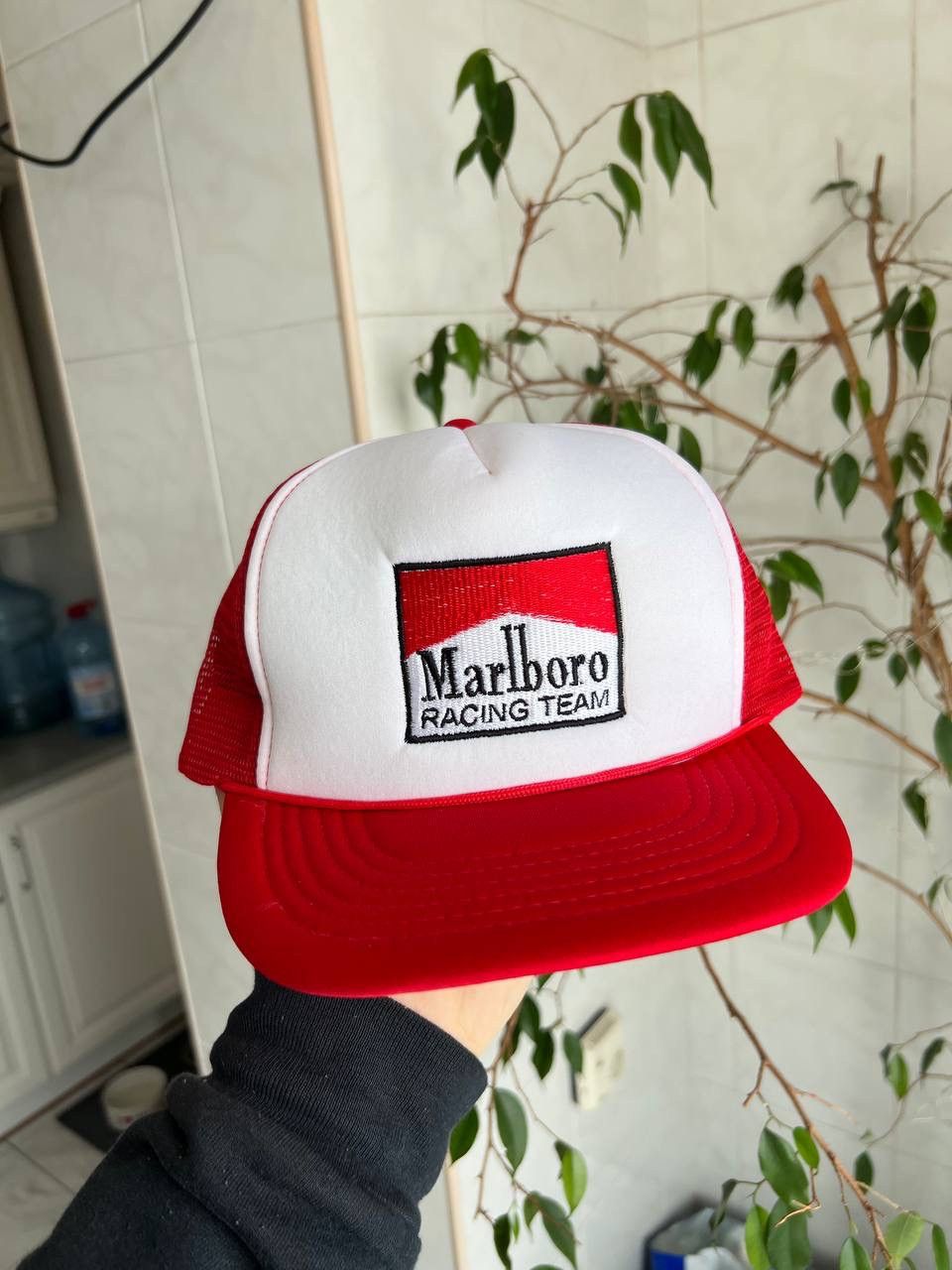 Vintage 1990s Marlboro Racing Team Cap Hat Mesh Truckers RED