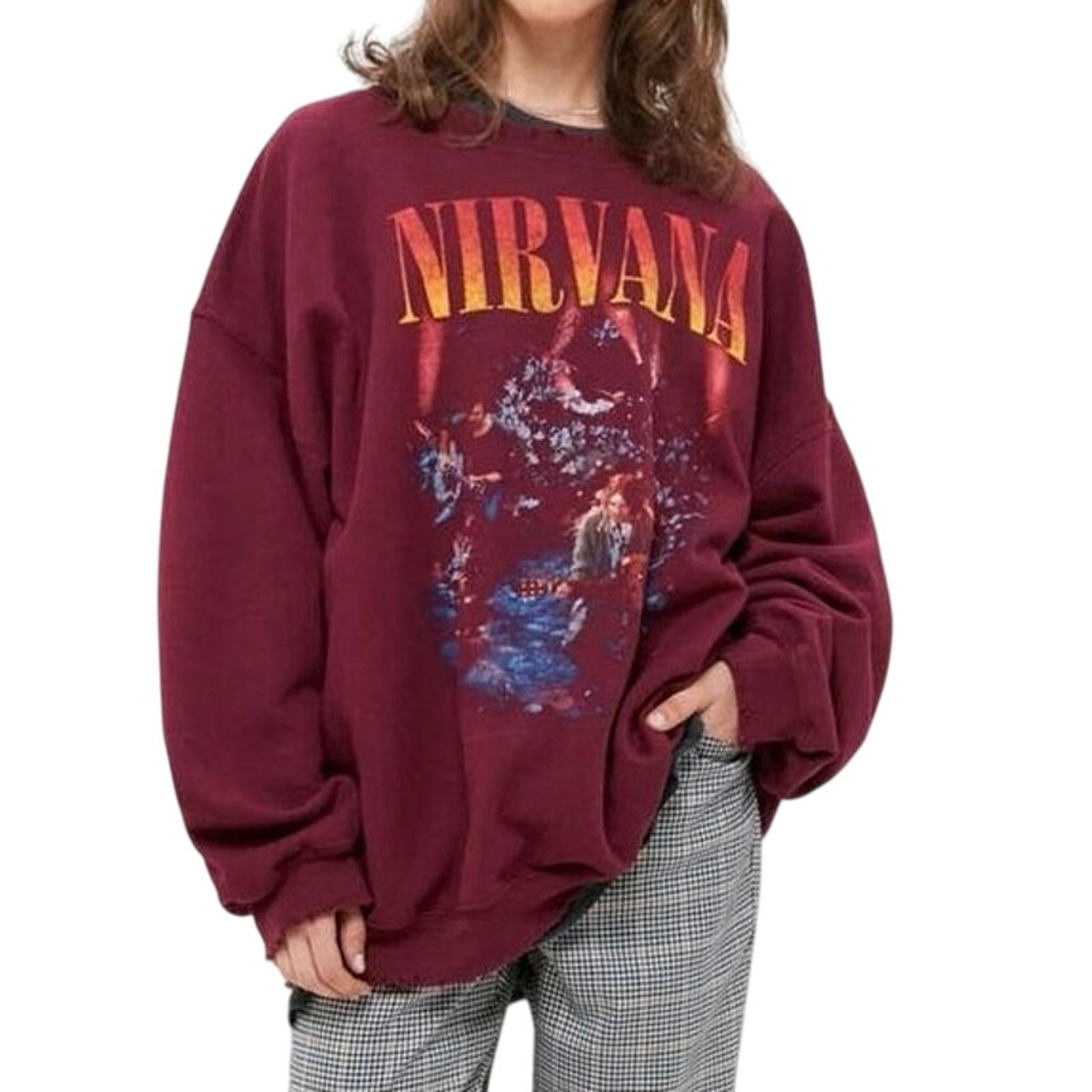 Nirvana NIRVANA Unplugged Red Mineral Wash Fleece Sweatshirt Size 5X Size 4XL / US 24-26 - 1 Thumbnail