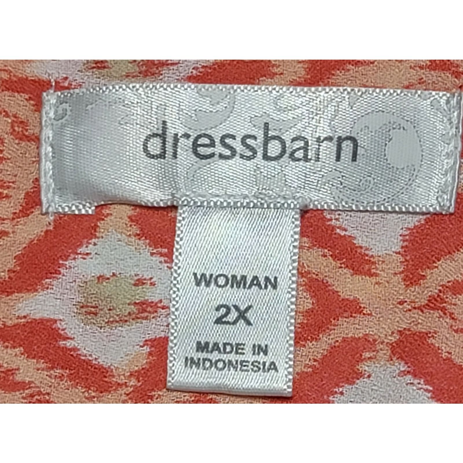 Other Dressbarn Orange White V Neck Top 2X Plus Lightweight Soft Size XXL / US 16-18 / IT 52-54 - 4 Thumbnail