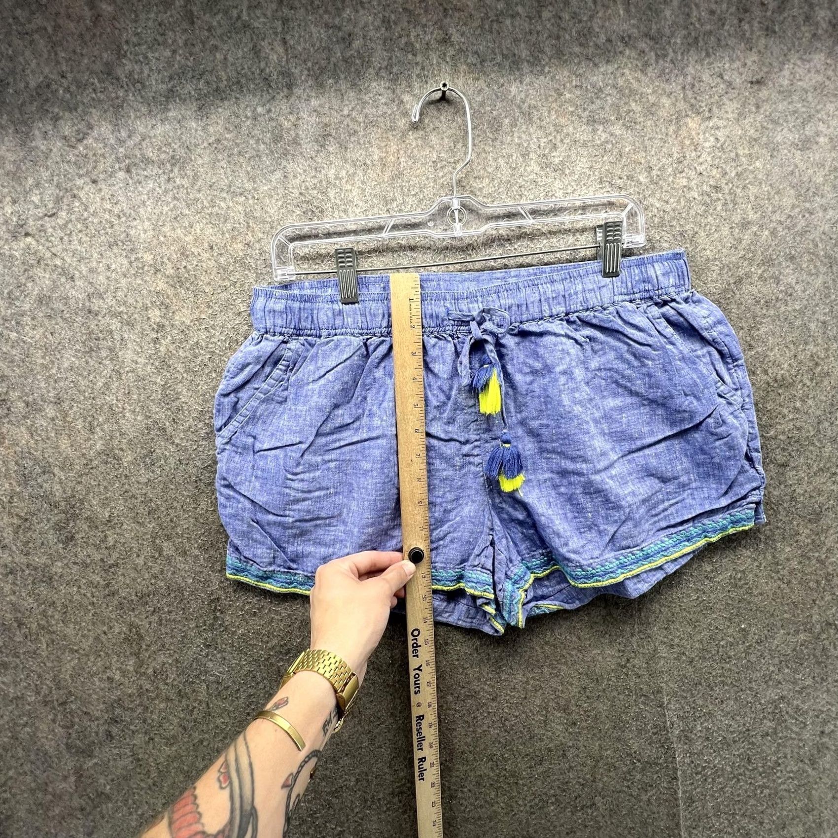 Vineyard Vines Vineyard Vines Shorts Womens M Blue Chambray Tassel Trim Lounge Casual Size 32" / US 10 / IT 46 - 4 Thumbnail