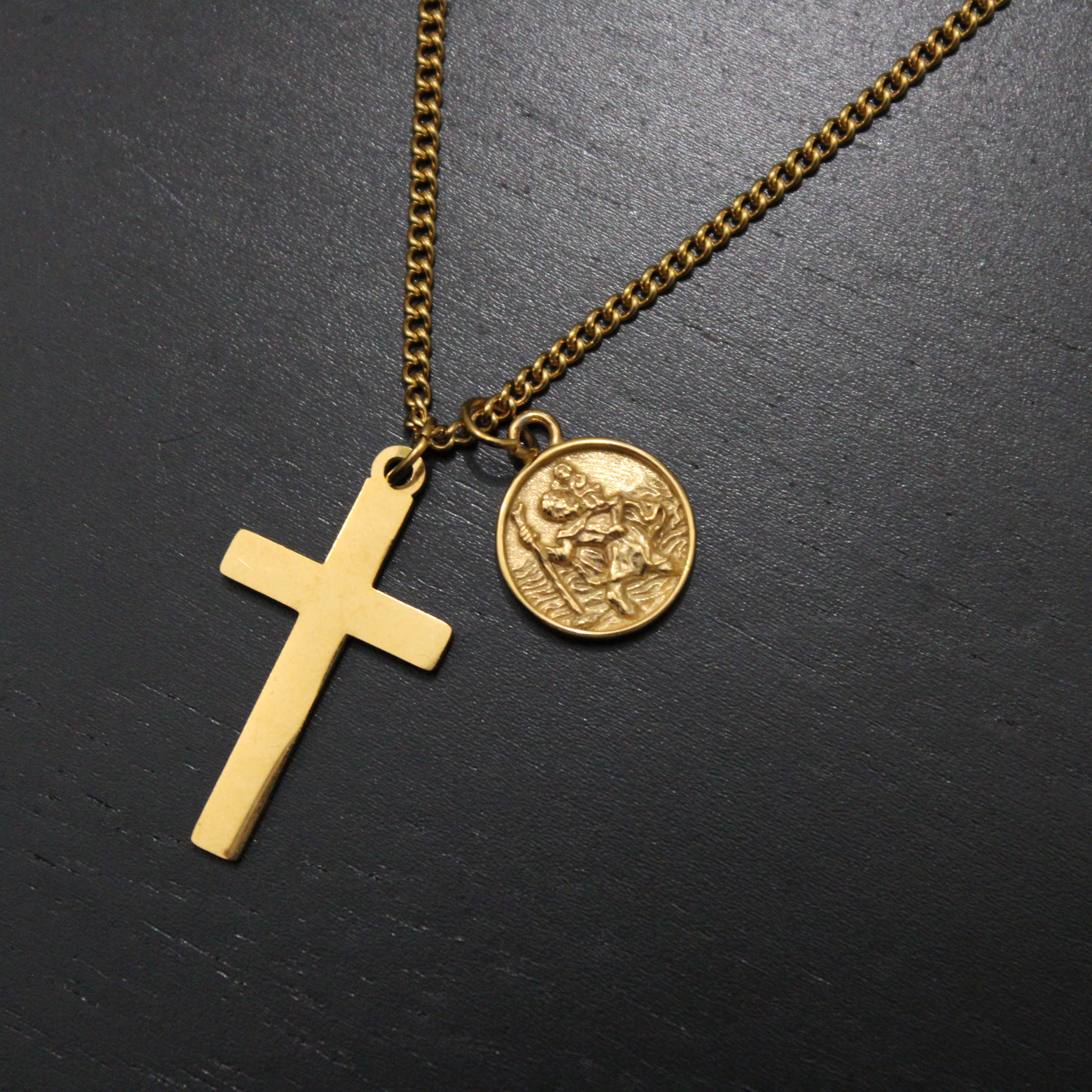 Jewelry Gold Cross & Saint Christopher Pendant Set Size ONE SIZE - 5 Thumbnail