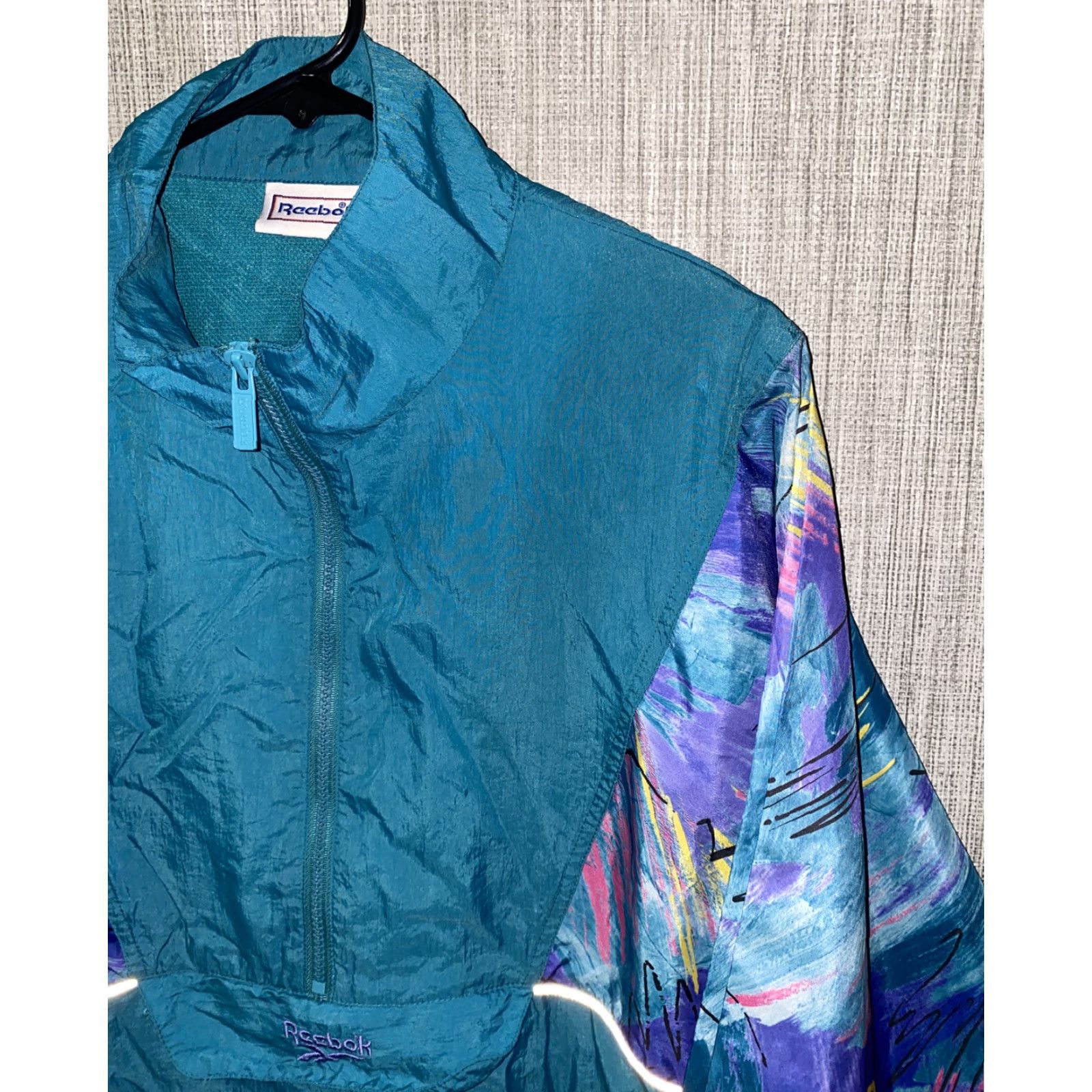 Reebok VINTAGE Reebok Jacket Teal Nylon 1/2 Zip Pullover Mens M Size US M / EU 48-50 / 2 - 2 Thumbnail