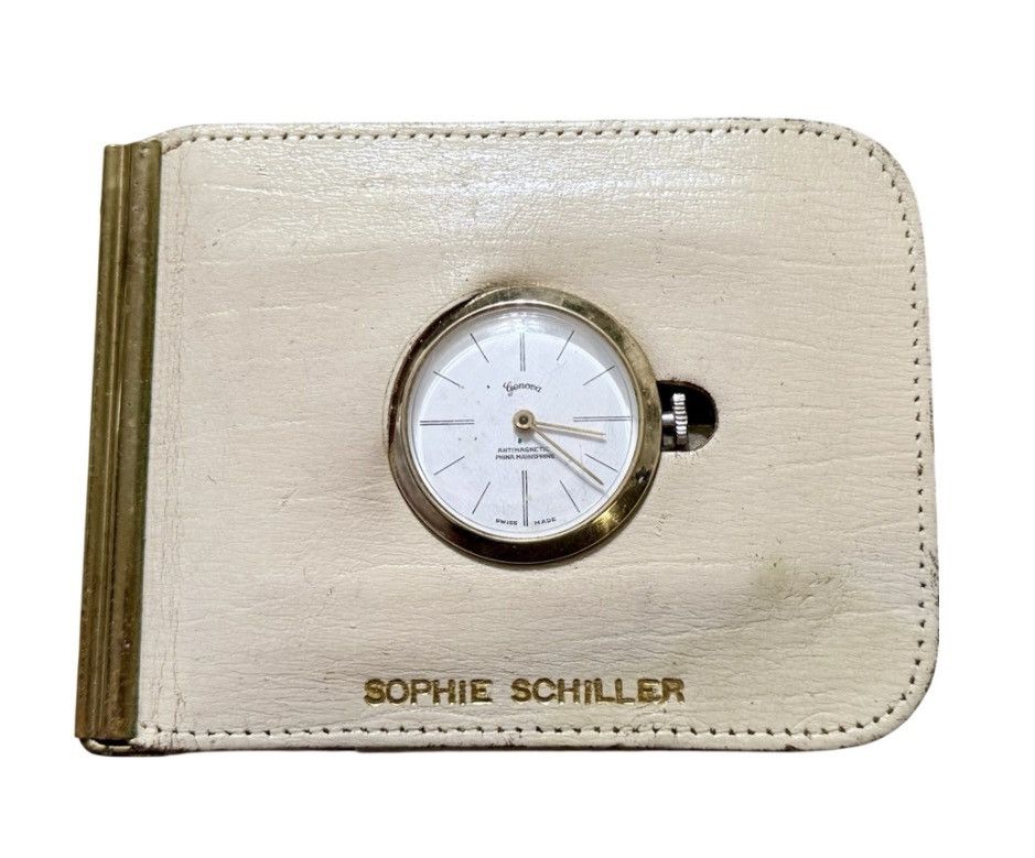Geneva Vintage Genova Swiss Made Folding Travel Clock Leather Case Size ONE SIZE - 1 Thumbnail