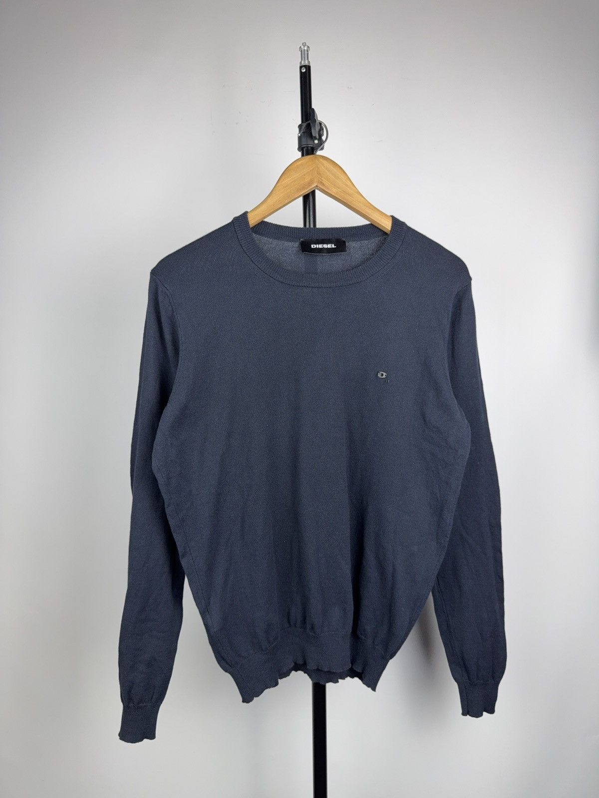 Diesel Luxury 00s Diesel Knit Sweater Navy Minimal Logo Crewneck Size US M / EU 48-50 / 2 - 1 Thumbnail