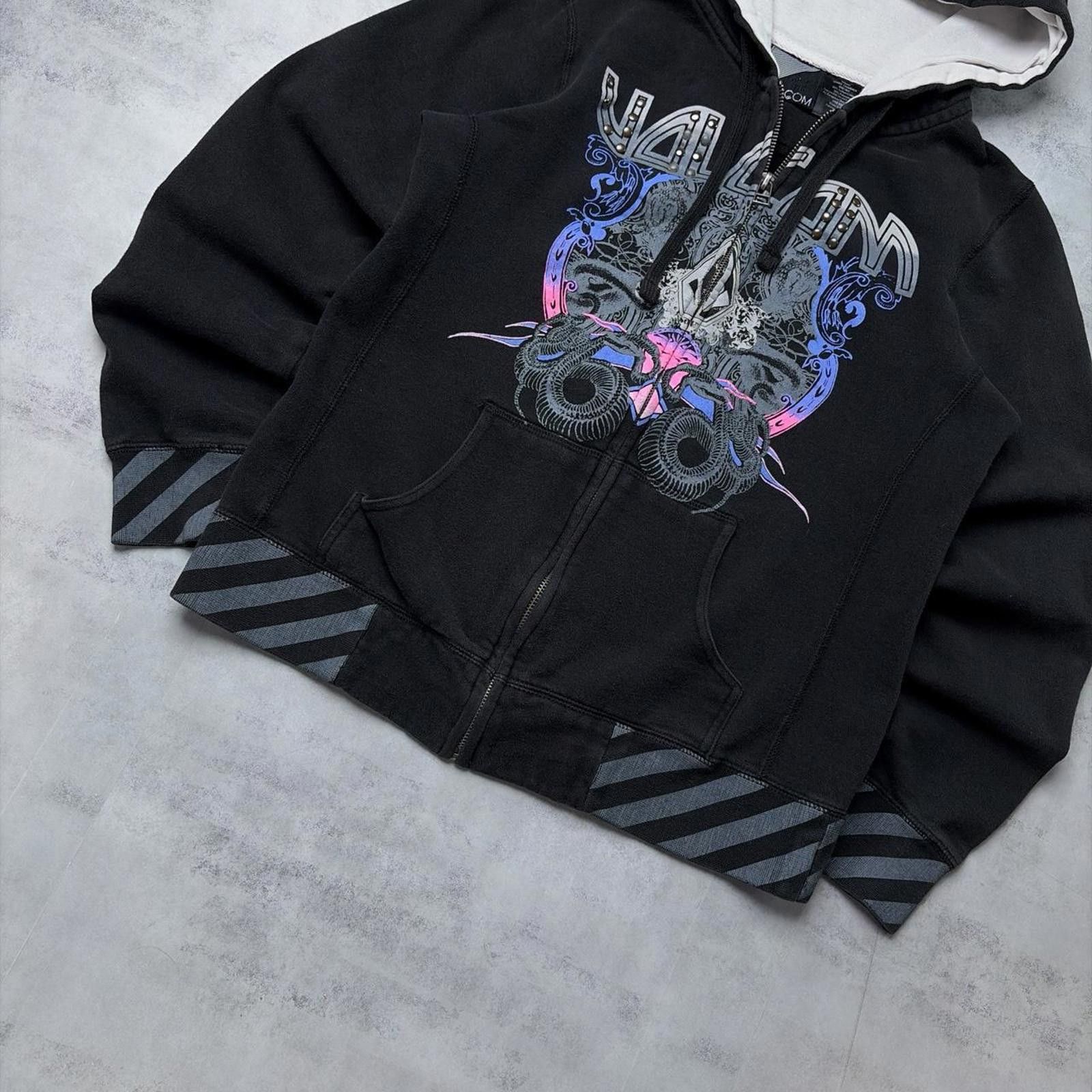 Volcom Y2K Black Volcom Grunge Surfwear Gothic Zip Up Hoodie Size M / US 6-8 / IT 42-44 - 4 Thumbnail