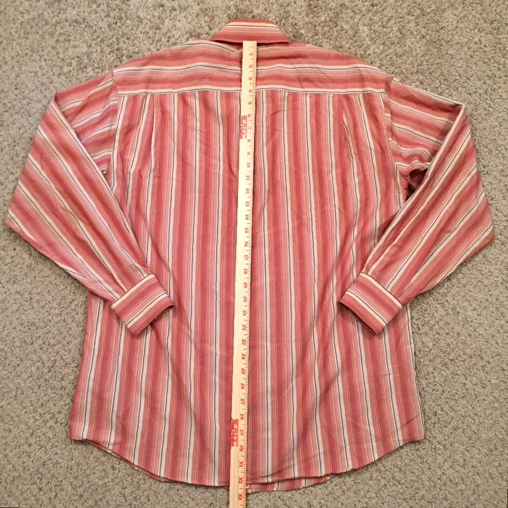 Liz Claiborne Claiborne Shirt Mens Large Orange Striped Long Sleeve Button-Up Size US L / EU 52-54 / 3 - 6 Thumbnail