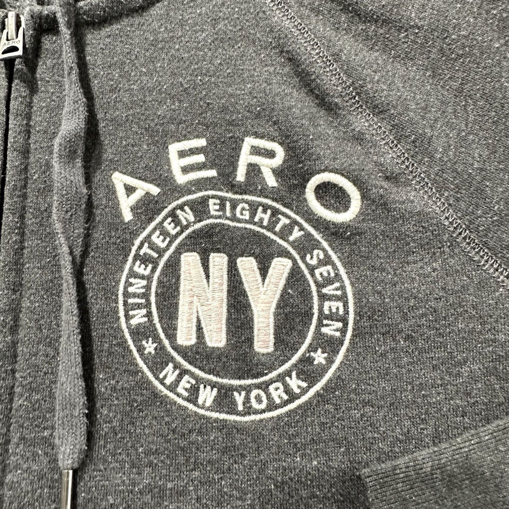 Vintage Aéropostale Hoodie Womens Large Gray Full Zip Logo 1987 New York Size L / US 10 / IT 46 - 3 Thumbnail