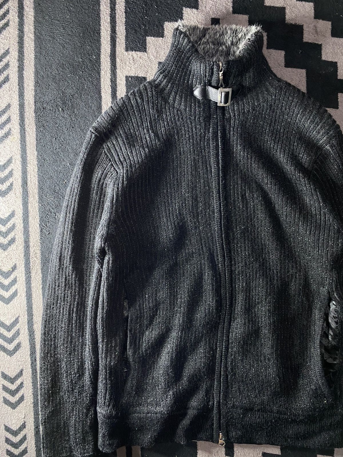 Le Grande Bleu (L.G.B.) Japanese Male & co faux fur knit tartan jacket Size US M / EU 48-50 / 2 - 9 Thumbnail